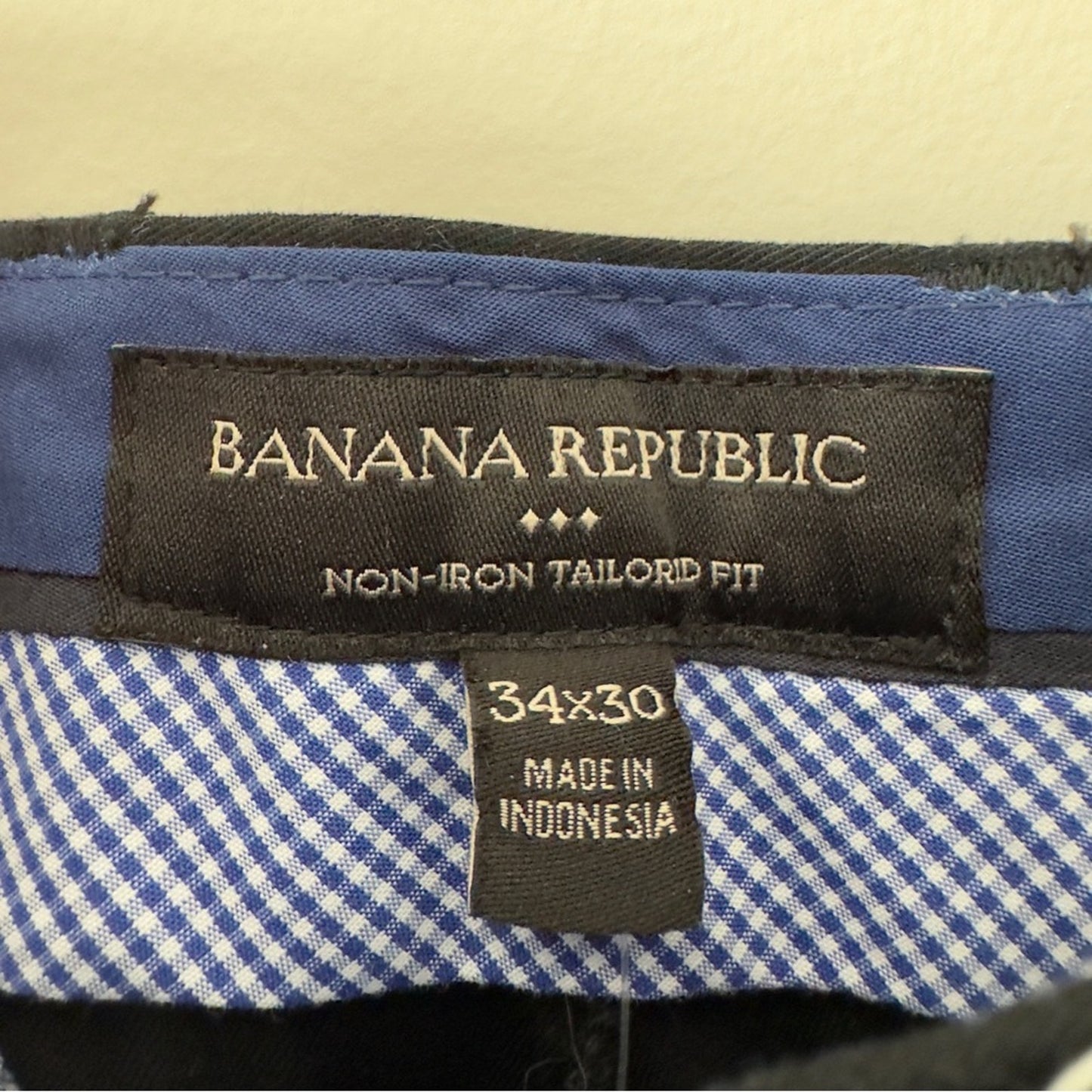 Banana Republic Non-Iron Tailored Fit Black Chinos Zip Hook & Eye Pockets Pants