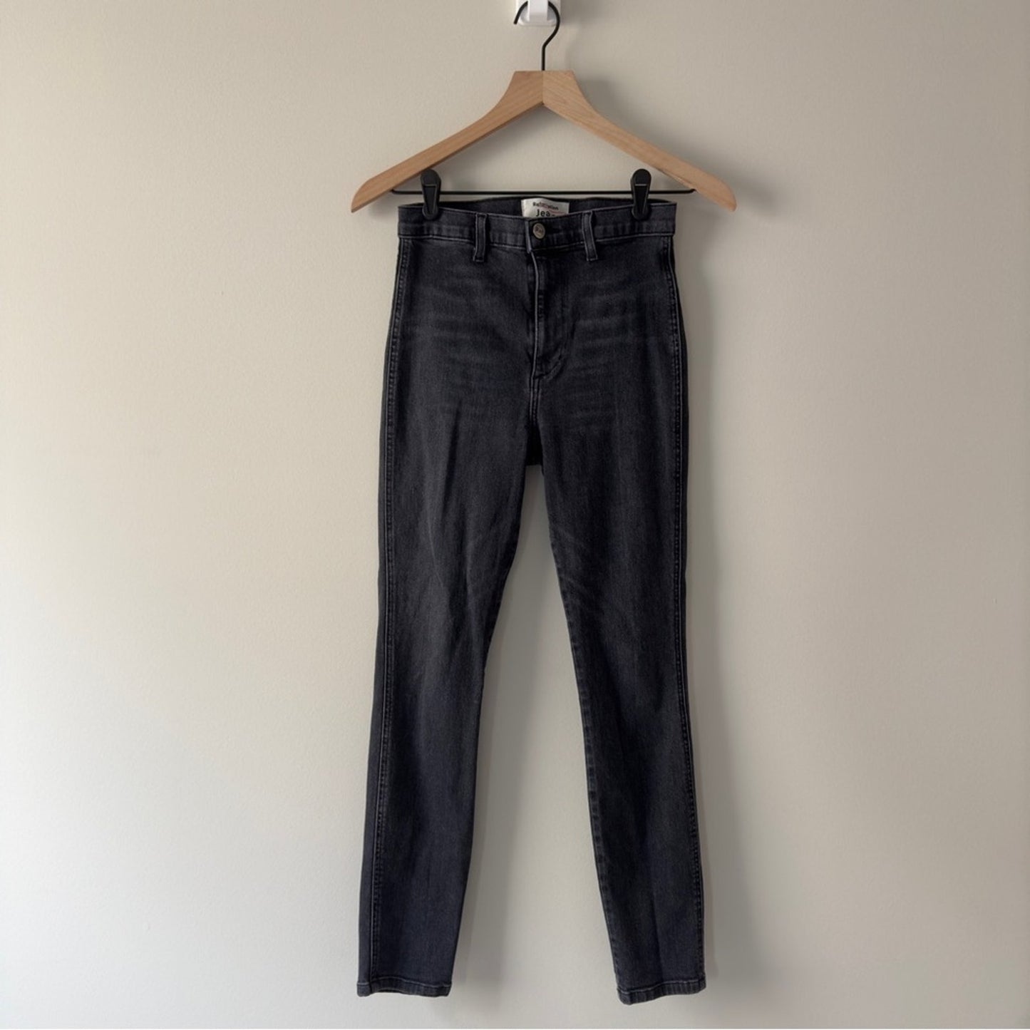 Reformation Jeans May High & Skinny in Washed Black Organic Cotton Made in USA