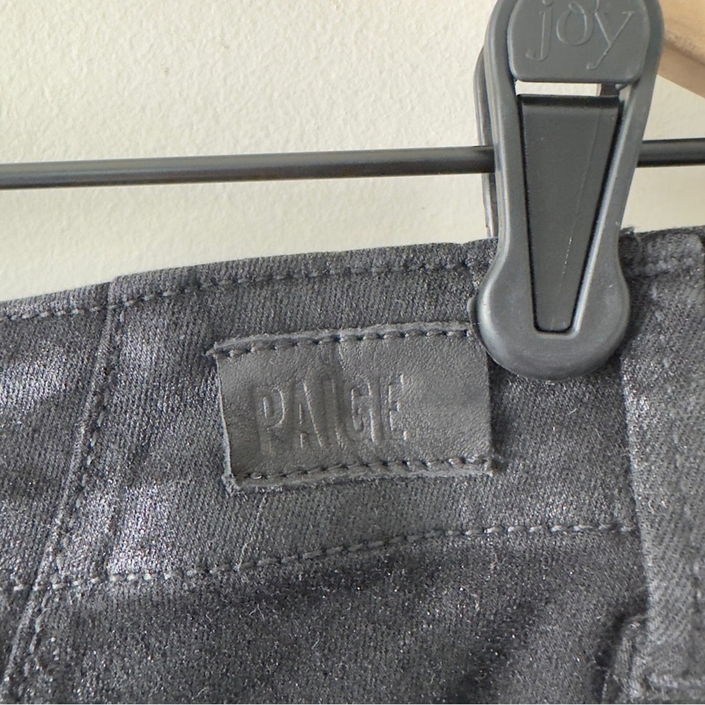 PAIGE Mayslie Jogger Black Casual Pants zipper ankles zip button pockets coated
