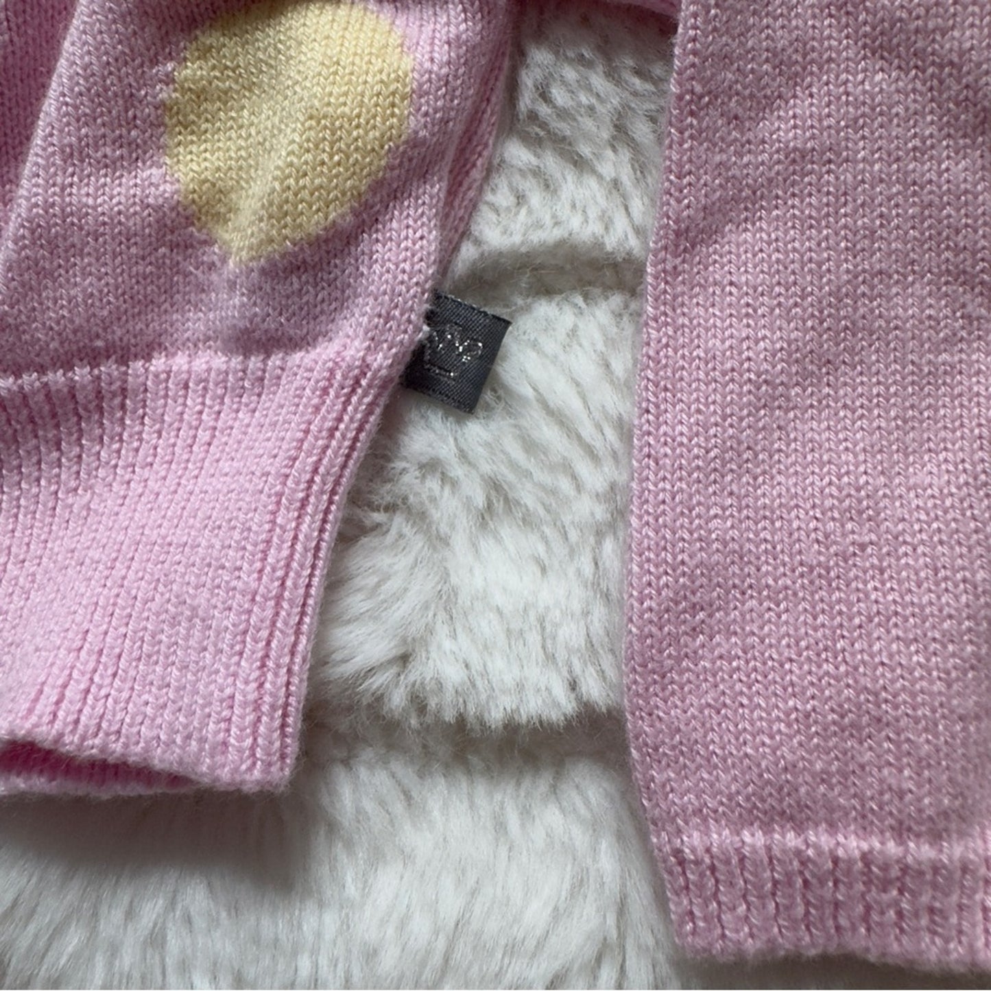 Petit Lem Pink Cardigan Polka Dots long sleeve button down front tight knit 3/6M