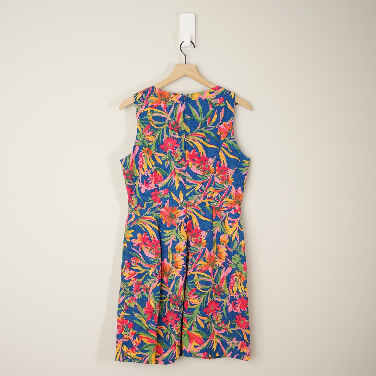 J. Crew 100% Cotton Multicolor Floral Dress Mini A-Line Tropical Colorful Zip 10