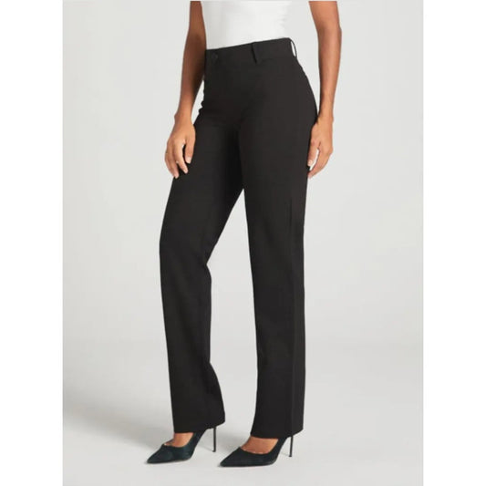 Betabrand Classic DPYP Dress Pant Yoga Pant Straight in Black Stretch Faux Fly L
