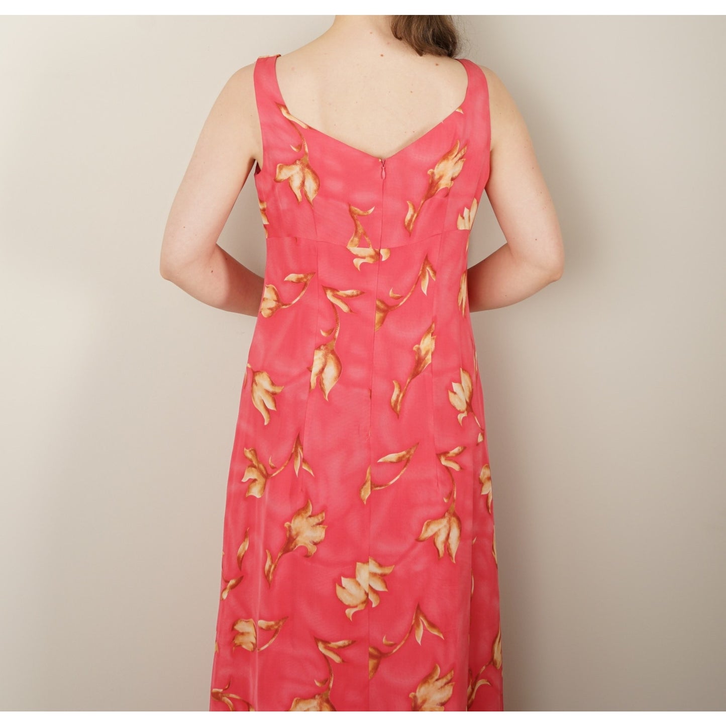 Vintage Spenser Jeremy 100% Silk Floral Maxi Dress 2000s Y2K Sleeveless Lined 10