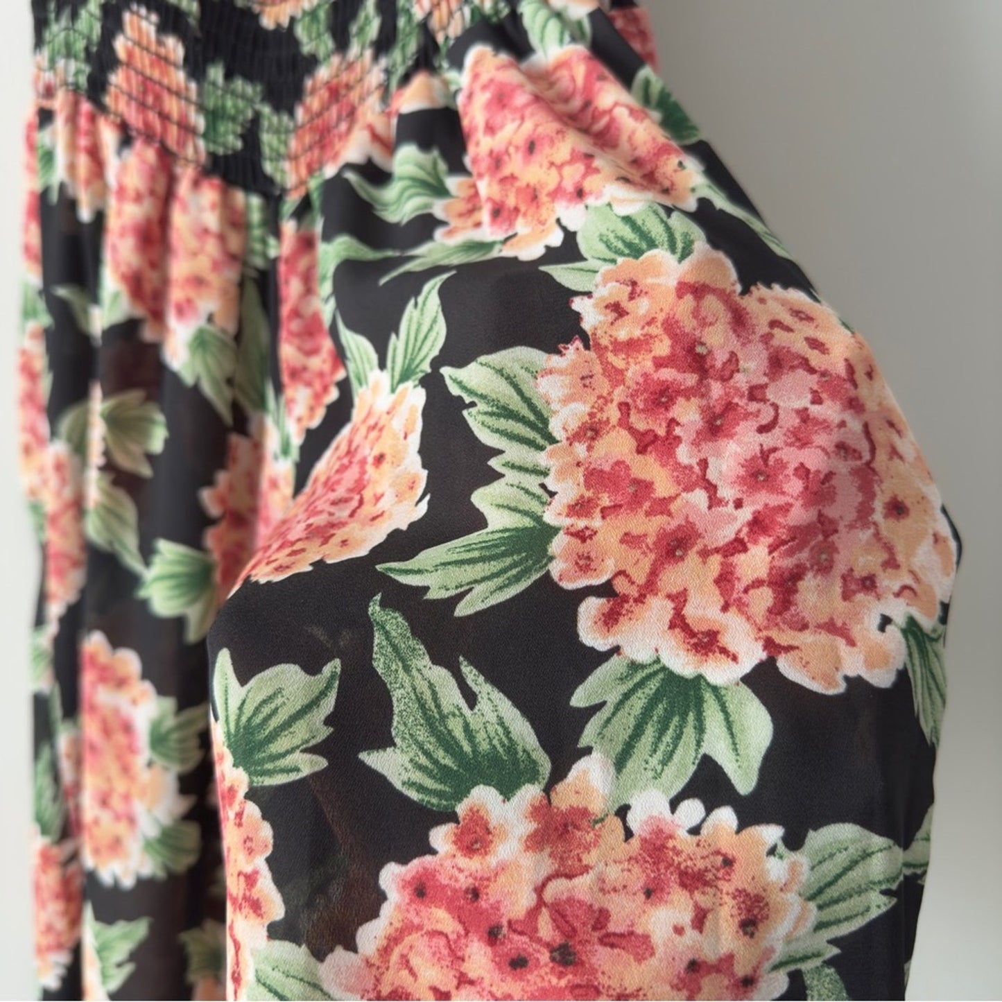 Show Me Your MuMu Floral Wide-Leg Women's Pants Smocked Waist High Rise Flare M