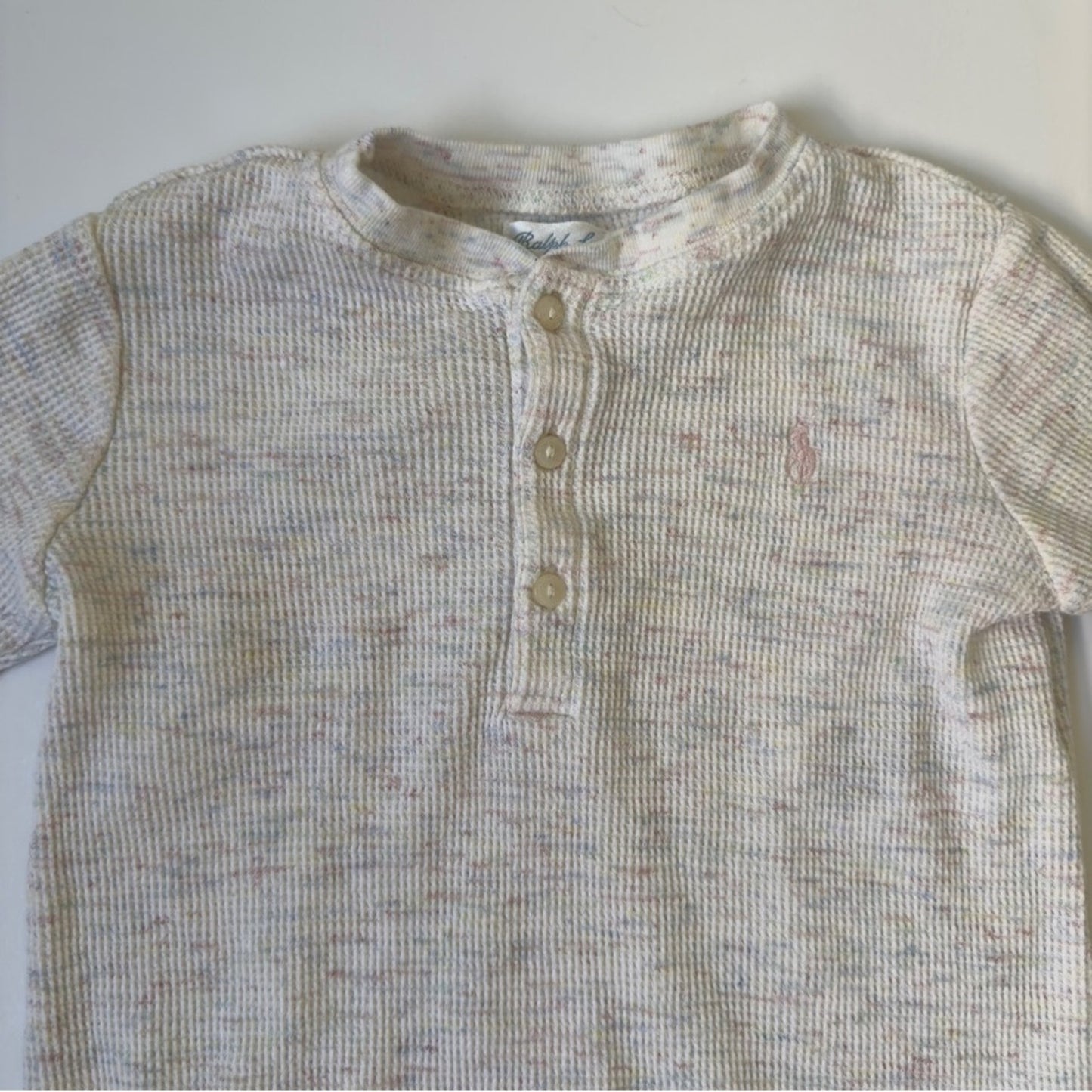 Ralph Lauren Baby Cream Knit Dress with Bloomers speckled long sleeve button up
