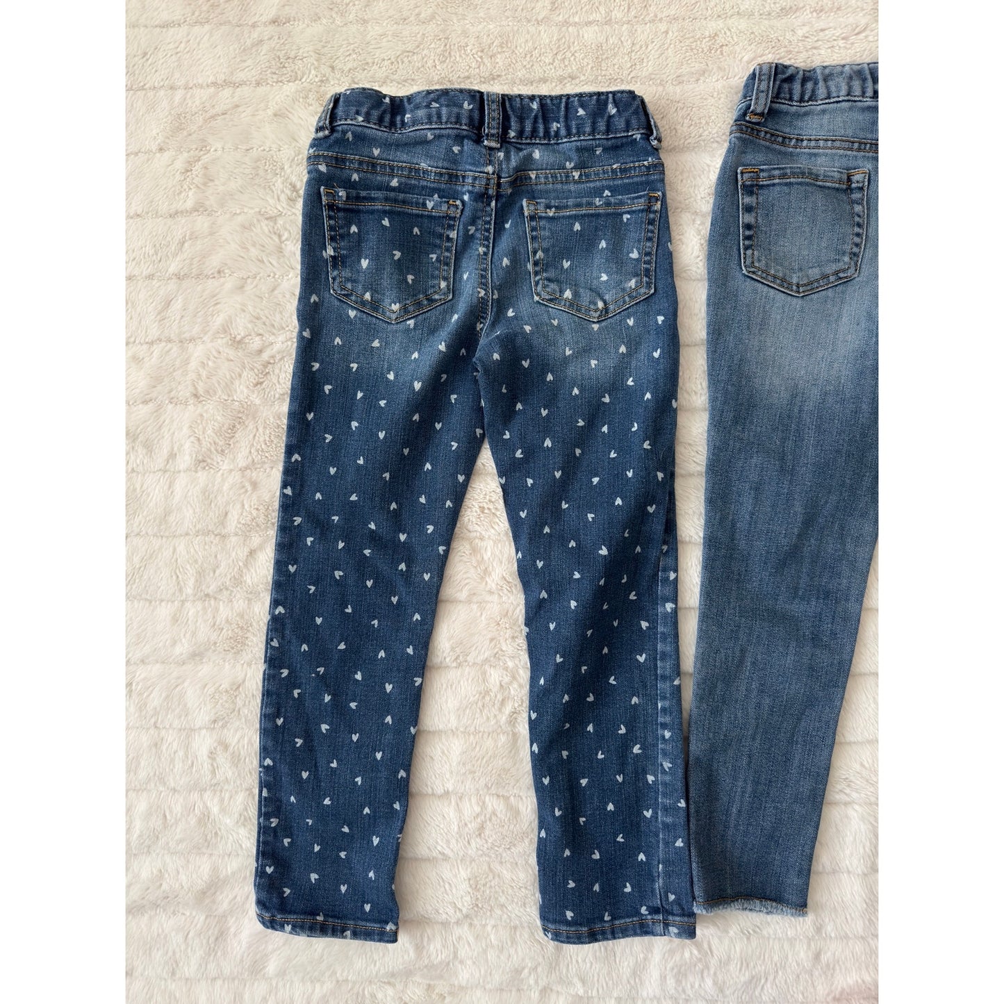 Cat & Jack Bundle of 2 Girls' Size 5/5T Jeans Jeggings Patchwork and Heart Print