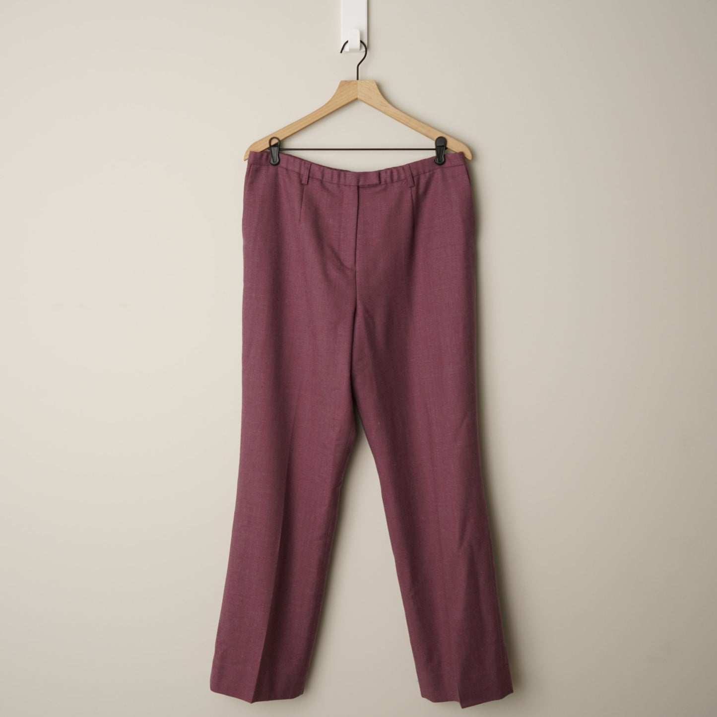 Vintage 90s Pendleton 100% Virgin Wool Pants Plum Pockets Zip Hook Eye Solid 14