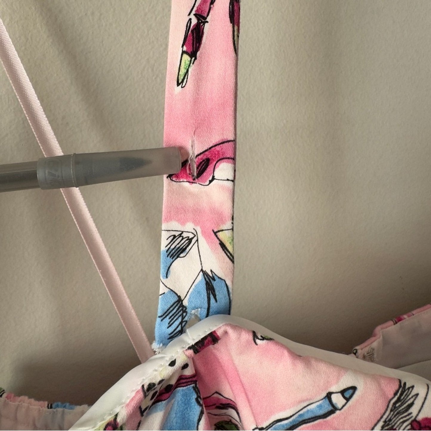 Vintage 90s–2000s Danny & Nicole Pink Patterned Halter Dress Girly Makeup Print