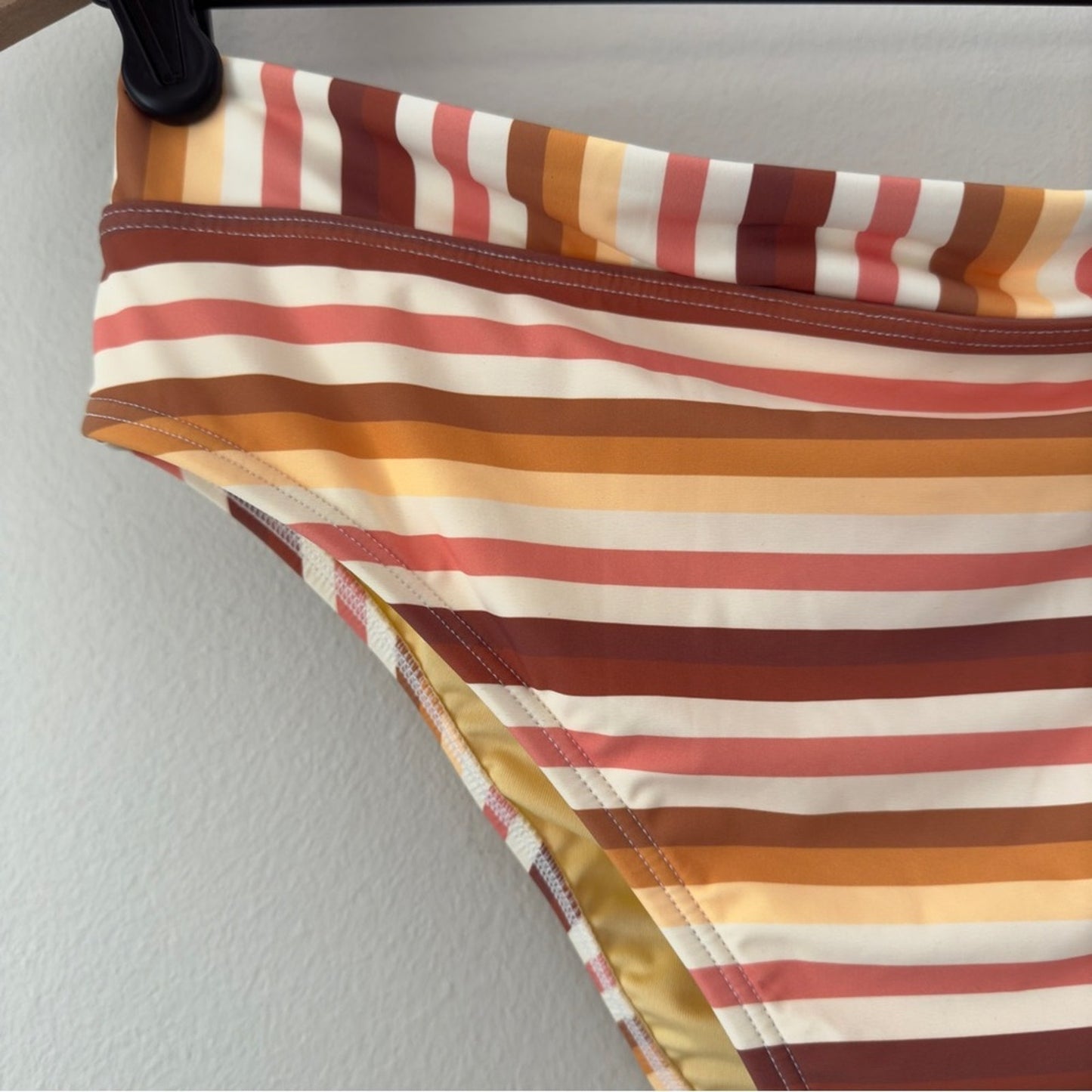 NWT Billabong Ray of Gold Swimsuit Bottoms Bikini Striped Stretch Beach Pool 12