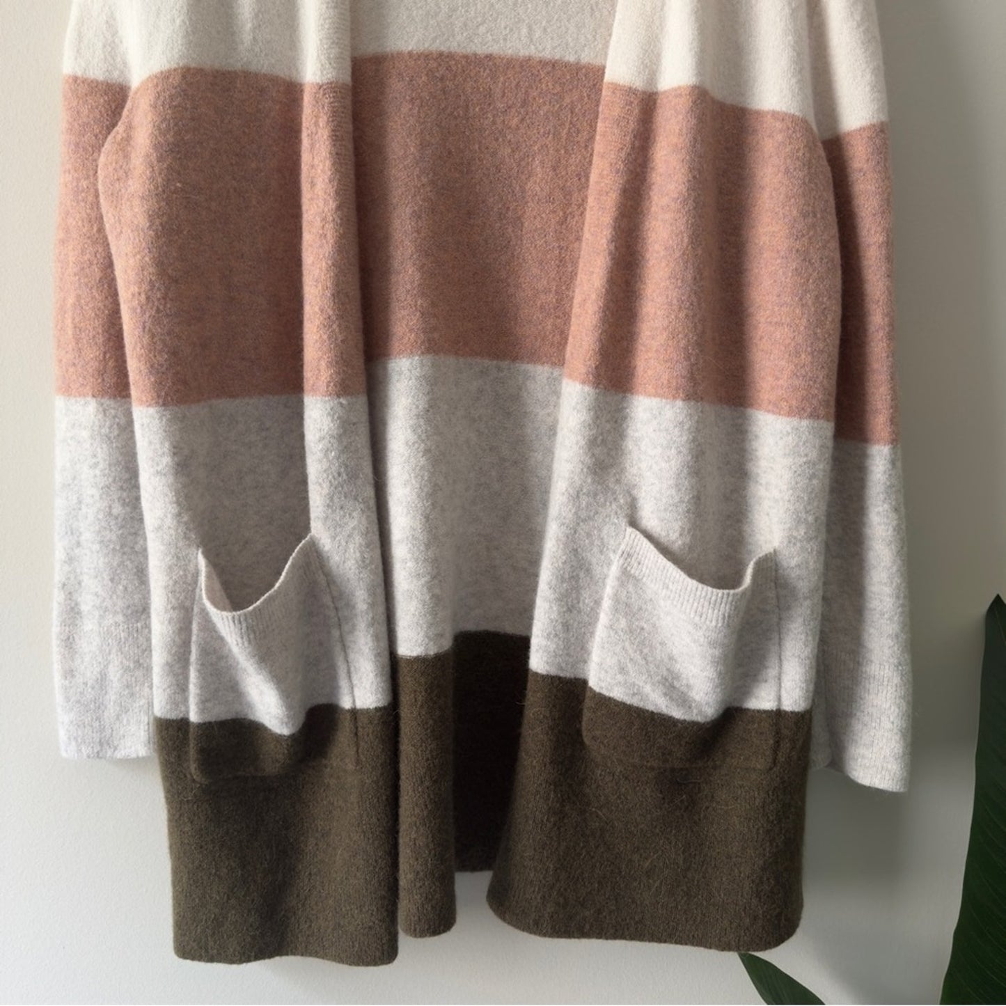 Madewell Striped Colorblock Cardigan Sweater open front long sleeve wool/alpaca