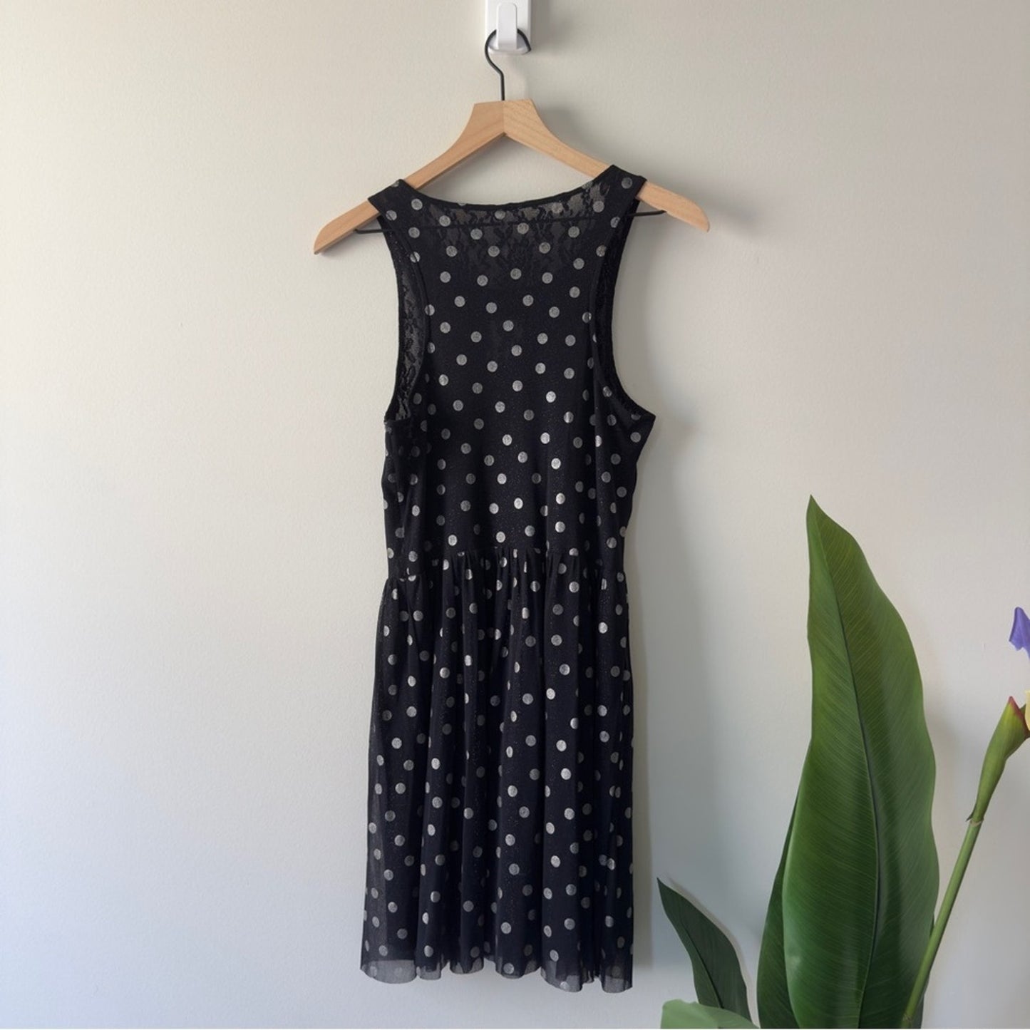Free People Reversible Sparkly Mini Dress Black silver metallic Sleeveless Crew