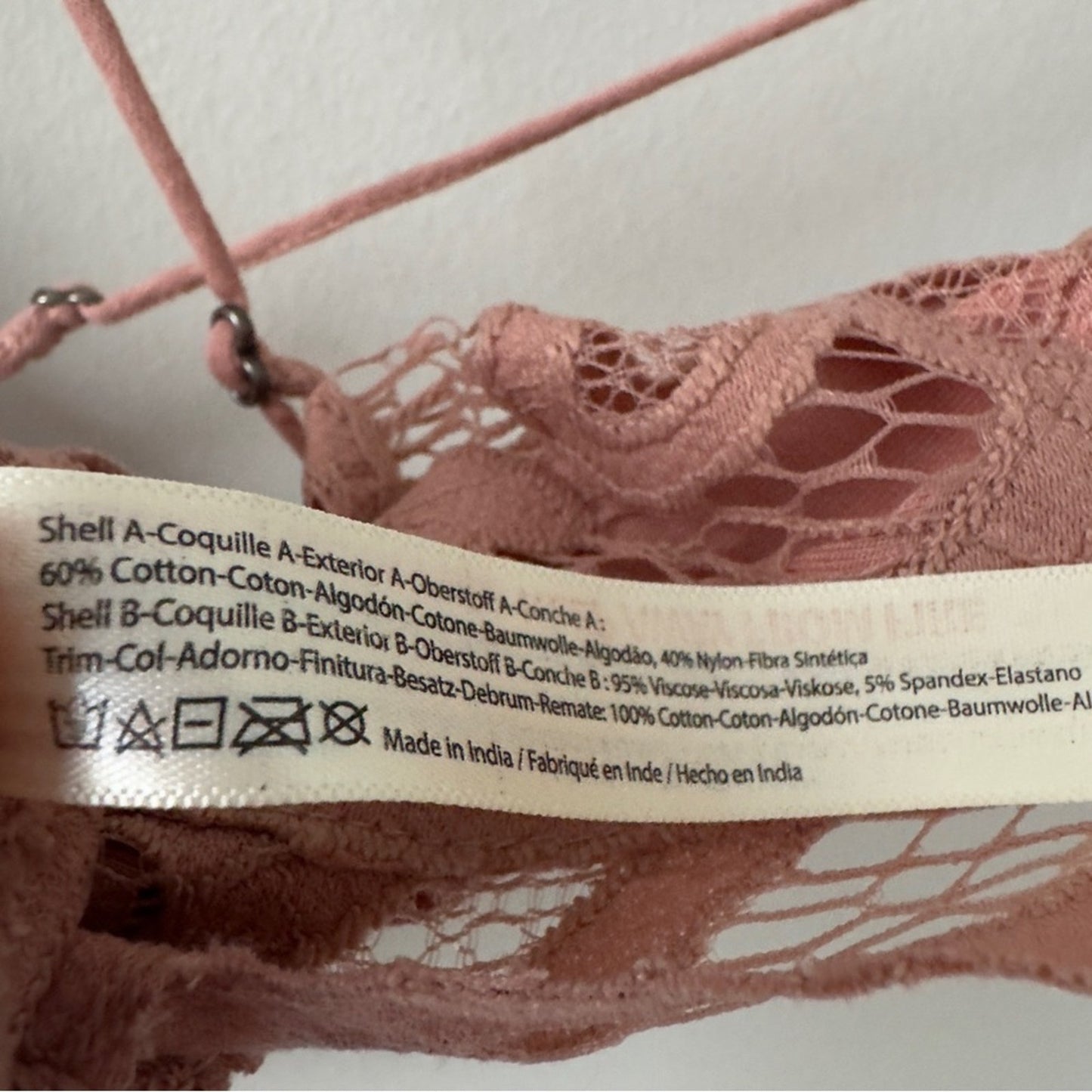 Free People FP One Adella Bralette Boho Lace Camisole Top Pink Rose bohemian M