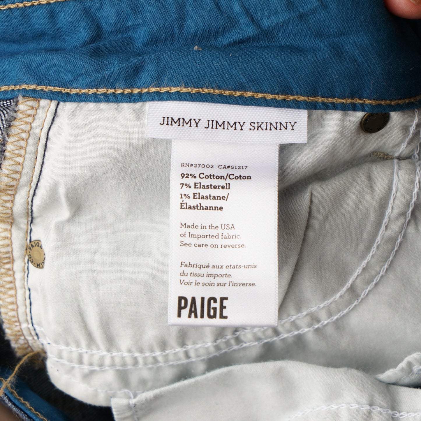 Paige Jimmy Jimmy Skinny Jeans Rebel Without a Cause Dark Wash Pockets Zip EUC