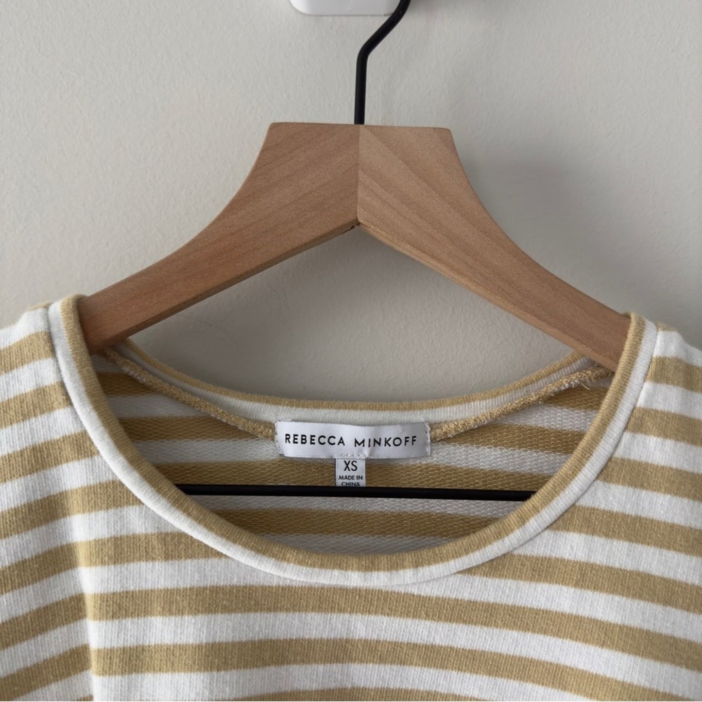 Rebecca Minkoff Puffed Shoulder Long Sleeve Tope Striped Crew cotton stretch XS