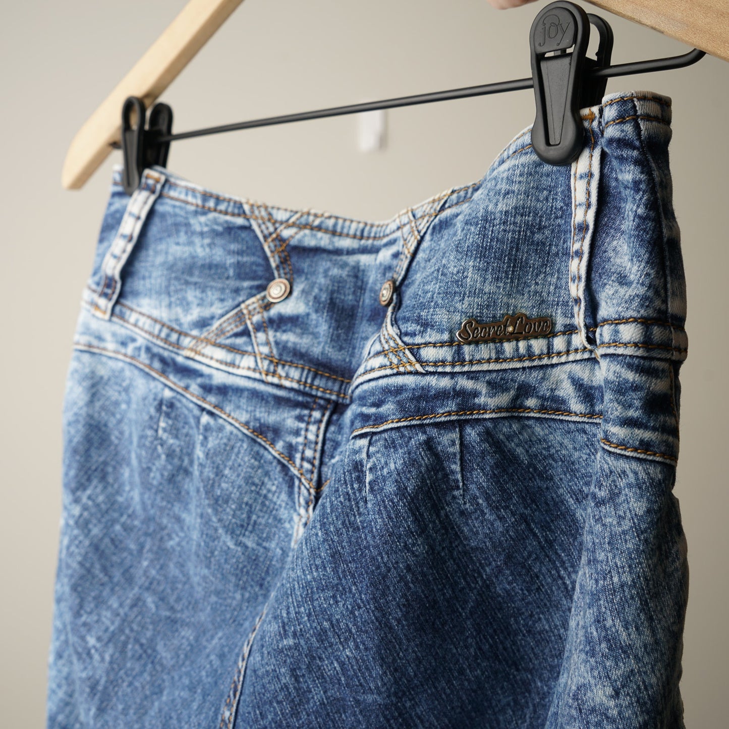 Y2K Secret Love Jegging Capri Pants Stretch Jean Cotton Embellished 2000s Acid 8