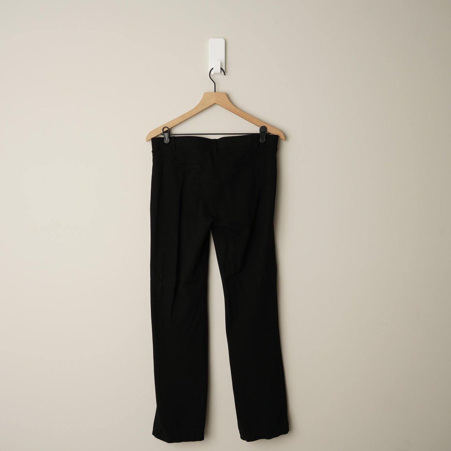 Betabrand Classic DPYP Dress Pant Yoga Pant Straight in Black Stretch Faux Fly L