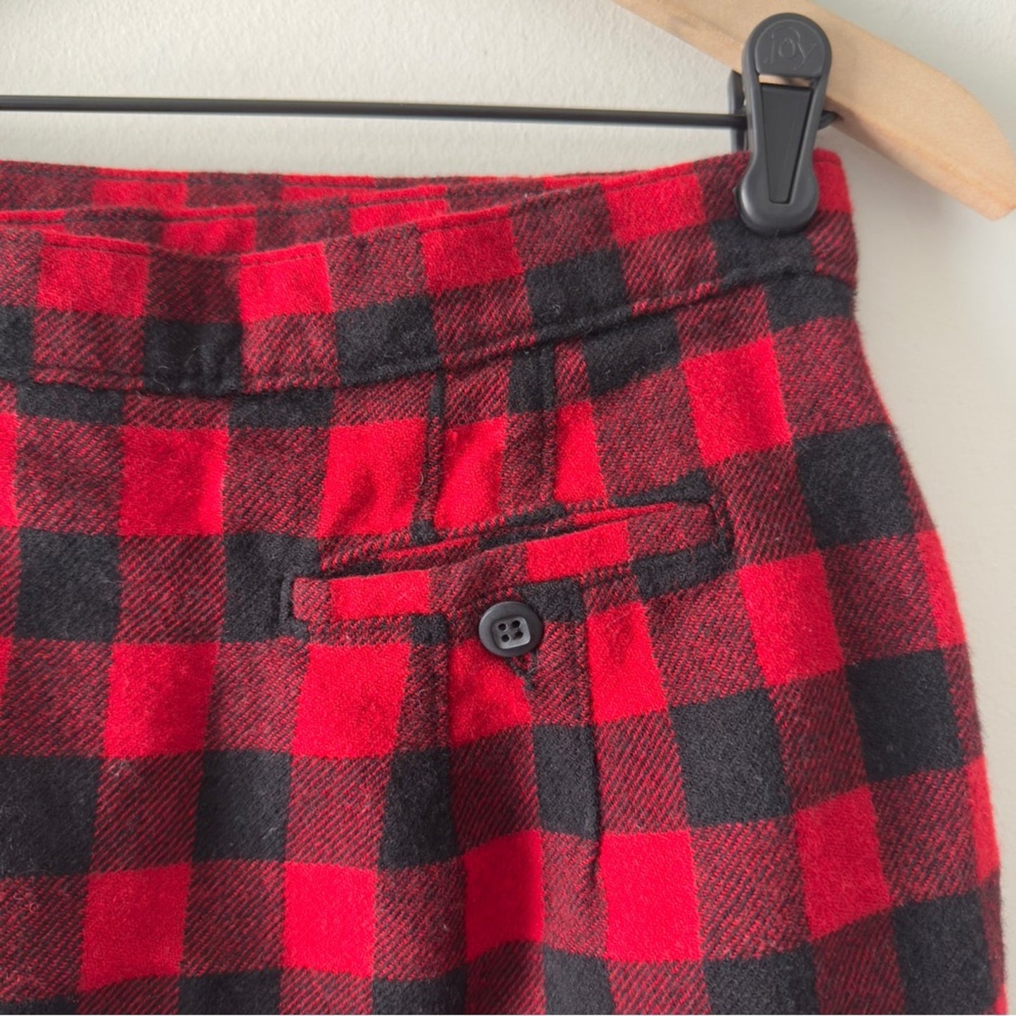 Vintage Woolrich Wool Blend Red Black Plaid Casual Wrap Mini Skirt preppy school