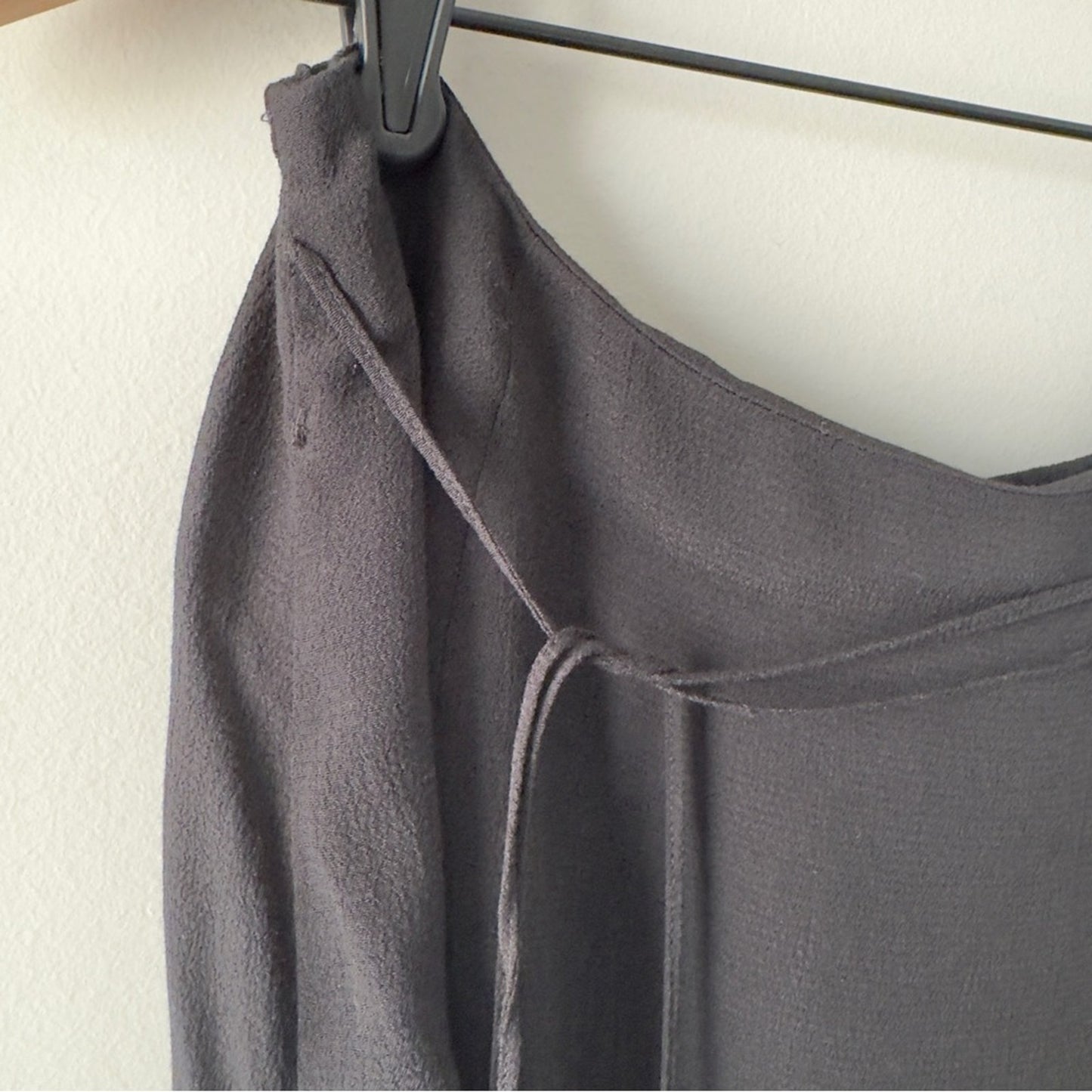 J. Jill Black Maxi Skirt ruffle side tie strings waist zipper zip up back solid