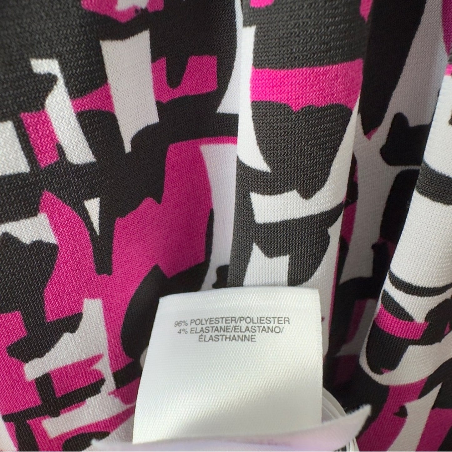 Y2K Evan Picone Black Label Pink White Geometric Blouse Tank Top Sleeveless EUC