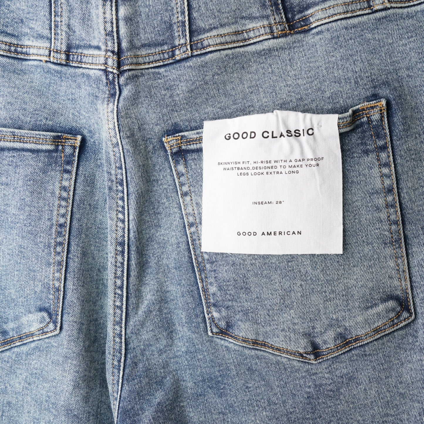 Good American Good Classic Jeans High Rise Gap-Proof Waistband Zipper Side Denim