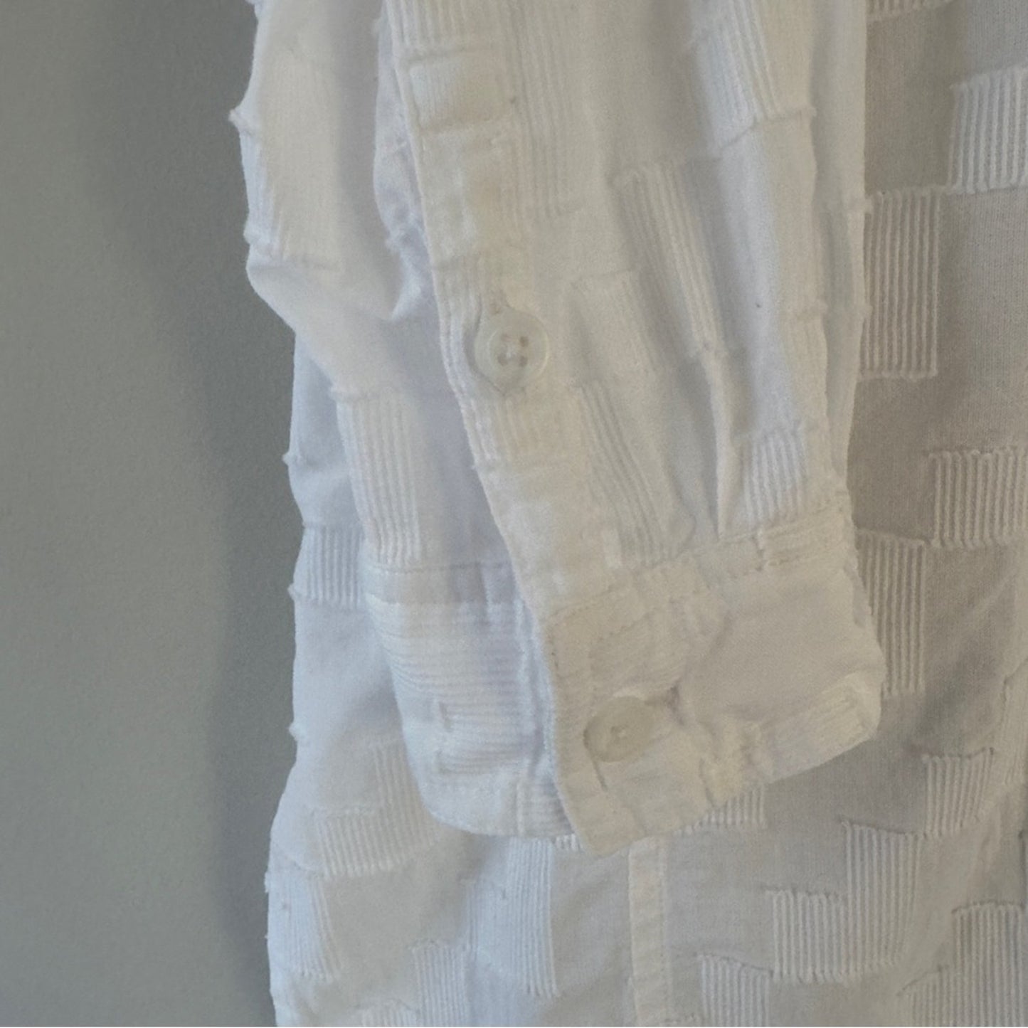 Anthropologie Maeve Roberta Textured Henley Tunic Top White Button-Up Shirt long
