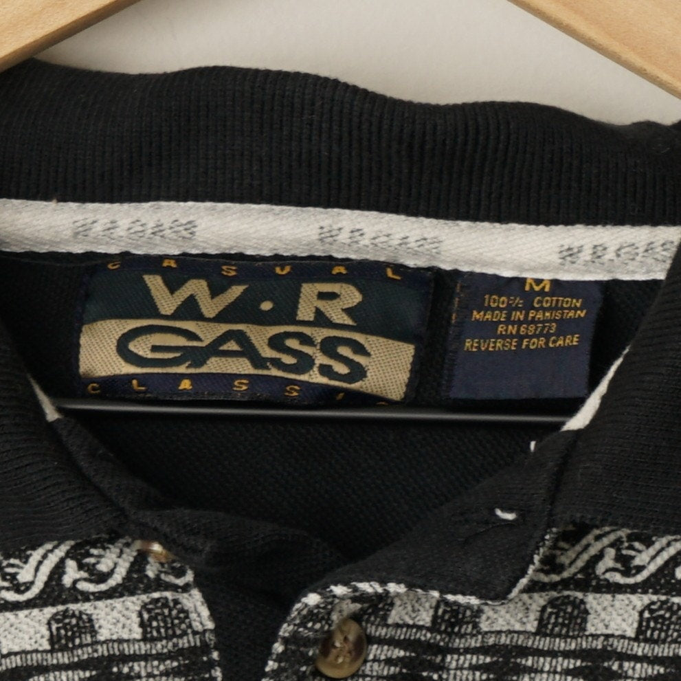 Vintage 90s 100% Cotton W.R. Gass Shirt Long Sleeve Collared Pattern Button Polo
