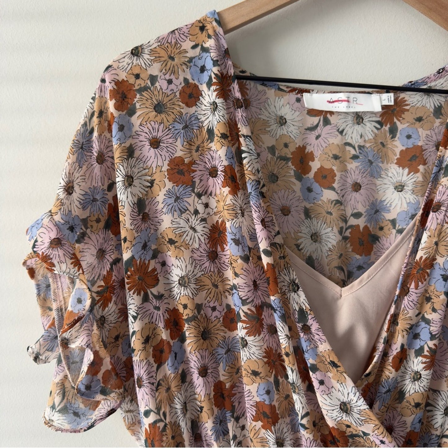 Astr the Label Revolve Multicolor Flutter Sleeve Mini Sundress Ruffle Lined pink