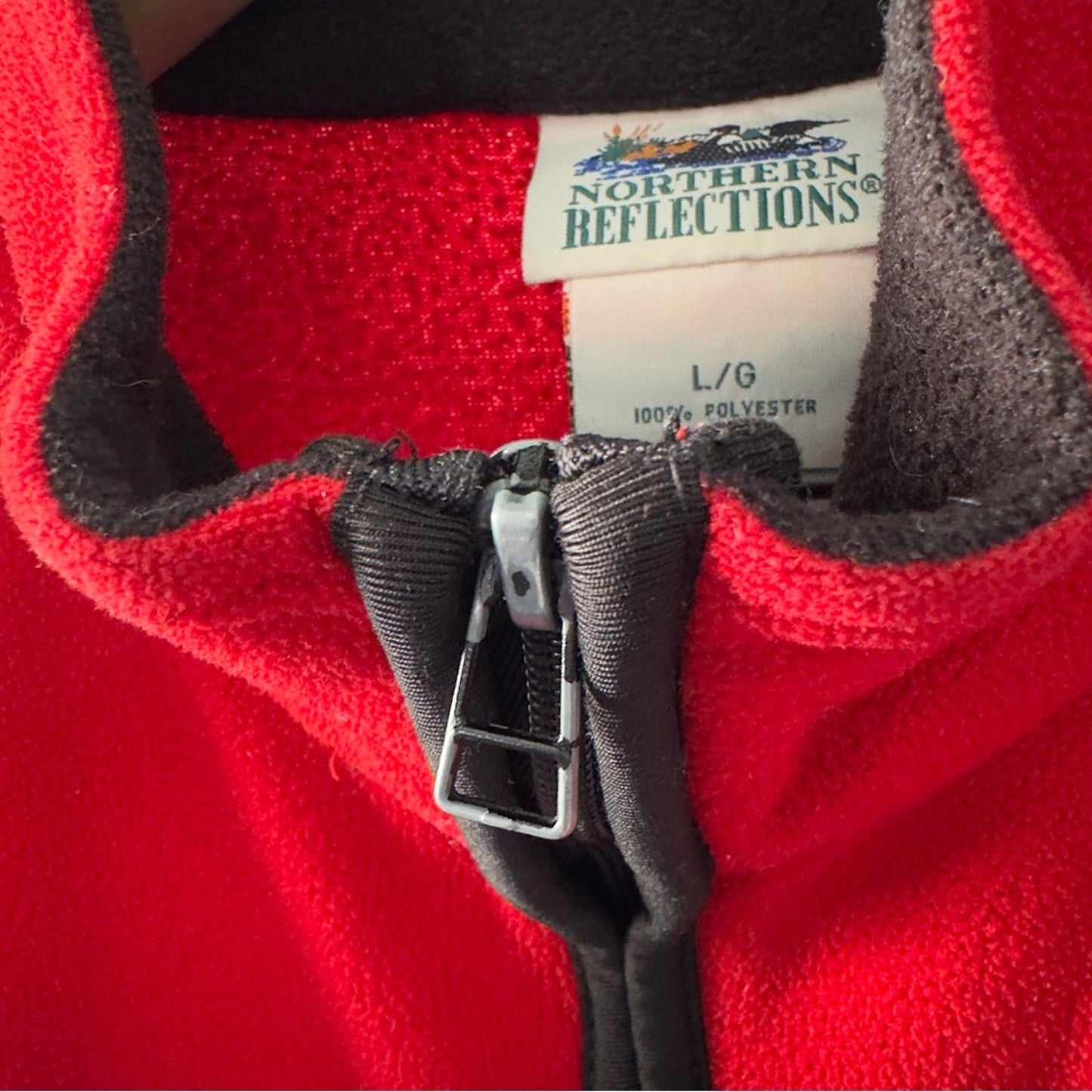 Vintage Northern Reflections 90s Red Fleece Vest Fill Zip Sleeveless Winter L
