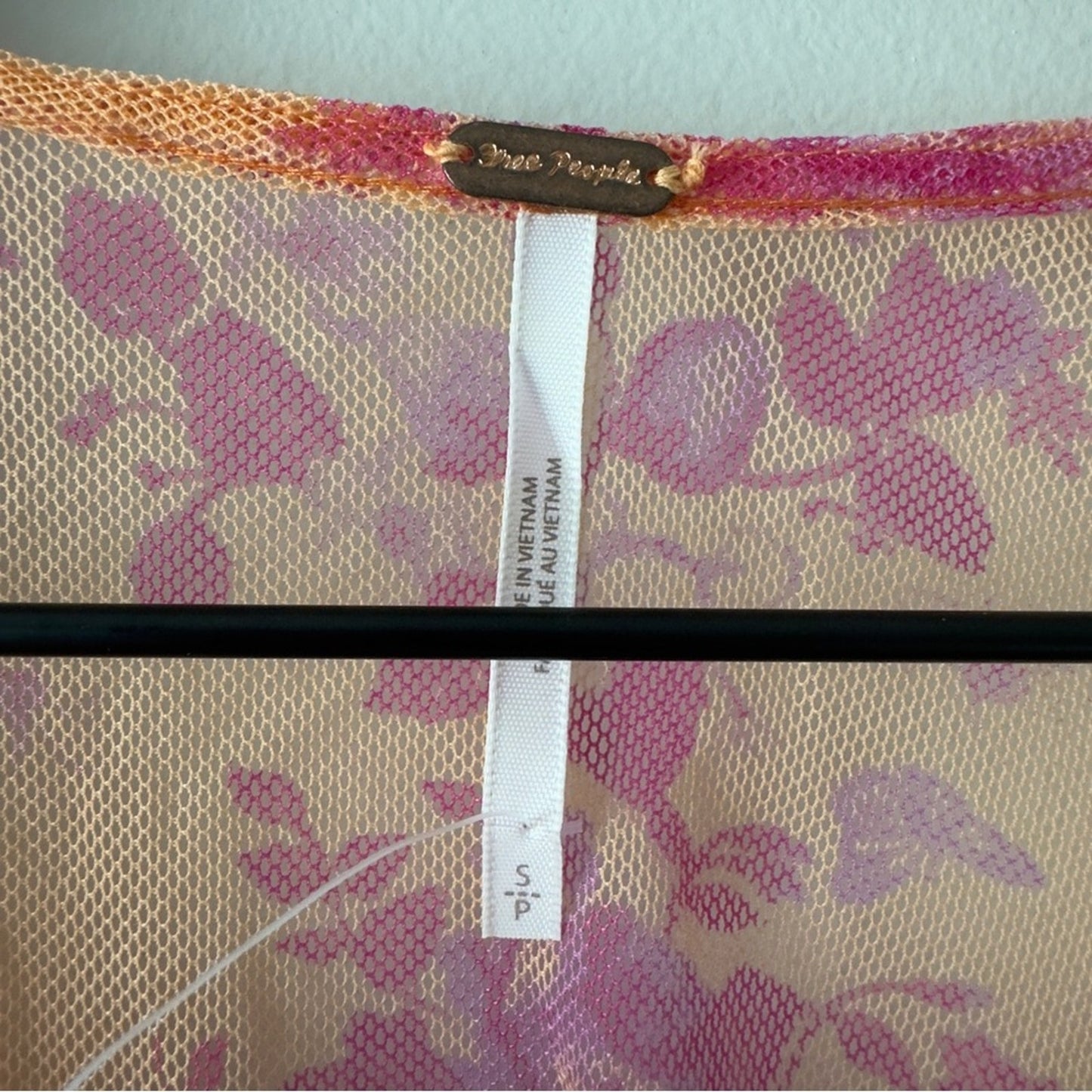 Free People Sugar Top in Hot Tropics Floral Pink Orange Top Fairycore Button NWT