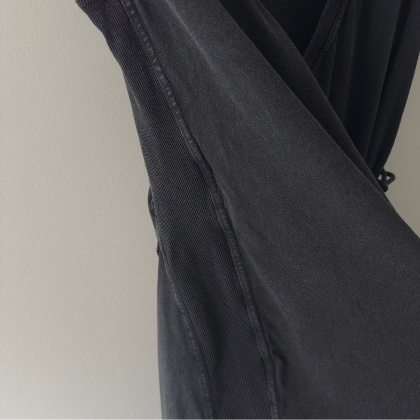 Daily Practice by Anthropologie Montauk V-Neck Dress Black Wrap Mini Cotton Tie
