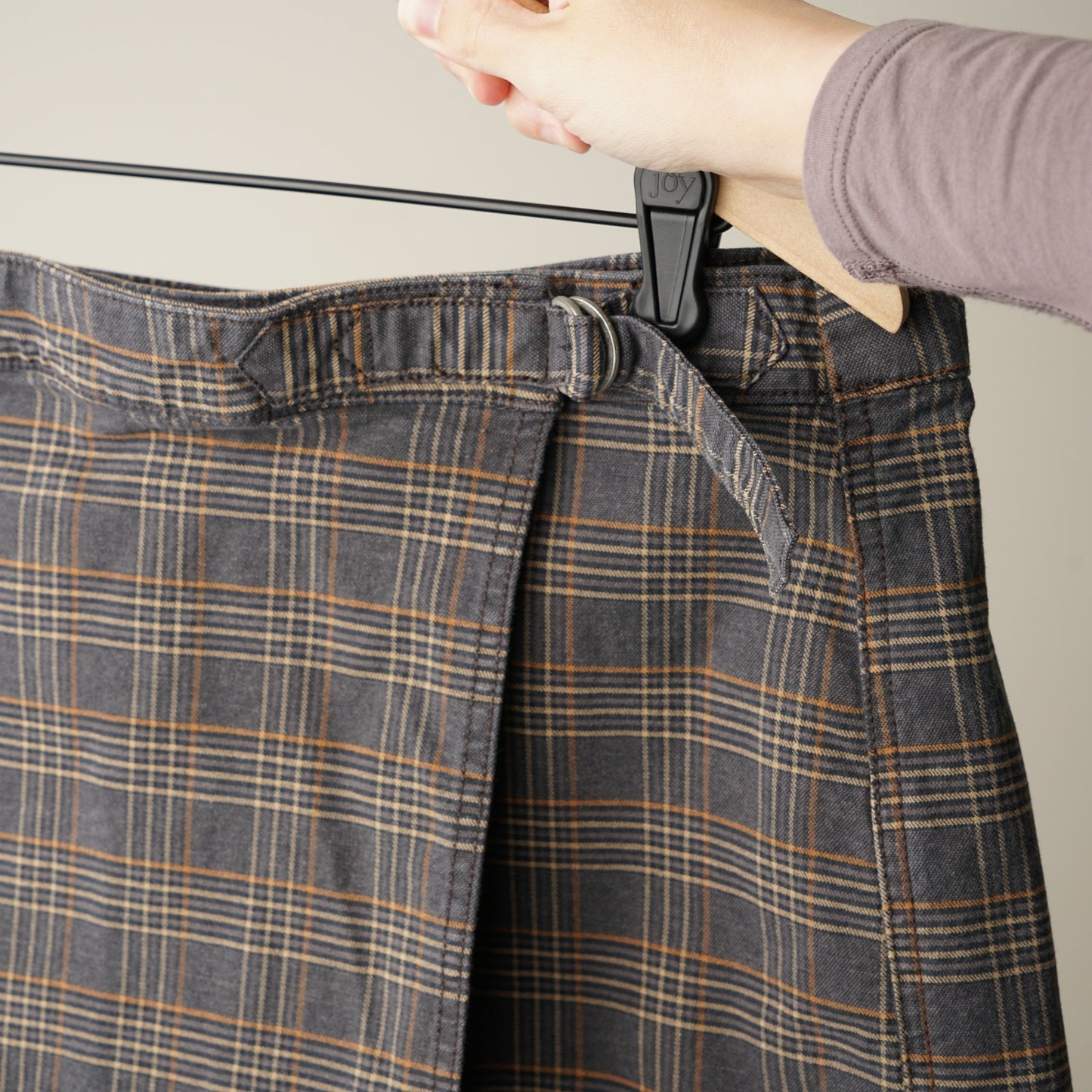 American Eagle Hi-Rise Skort Plaid Wrap Buckle Shorts Pockets Cotton Blend EUC