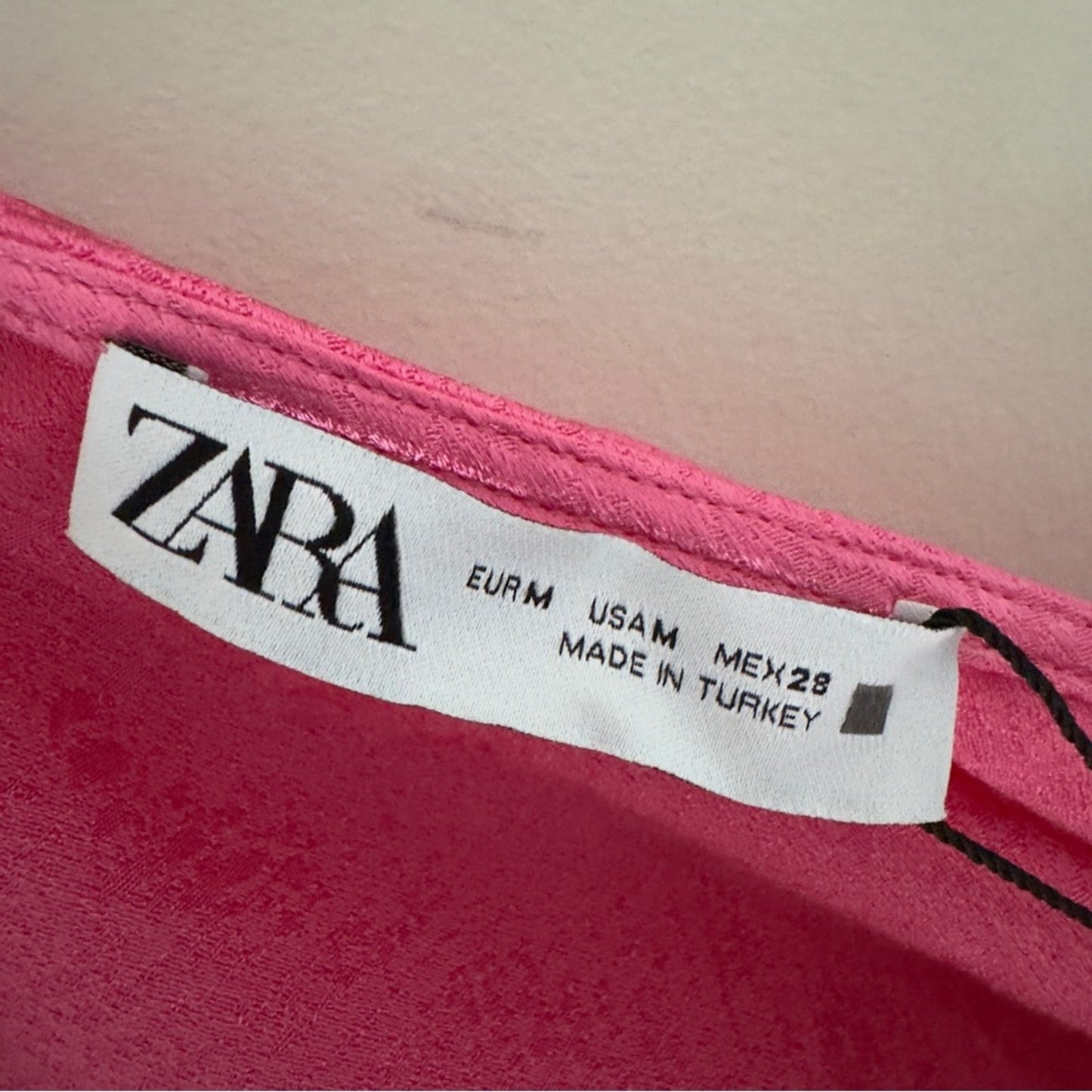 Zara snake print Satin hot Pink Slip Dress faux wrap spaghetti straps mini party