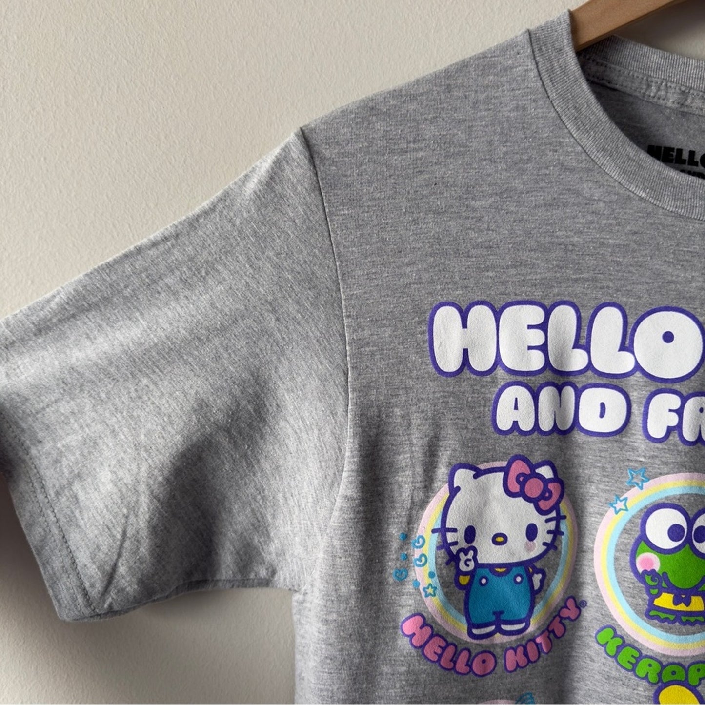 Hello Kitty and Friends Grey Graphic T-Shirt Cotton Blend Short Sleeve Casual S
