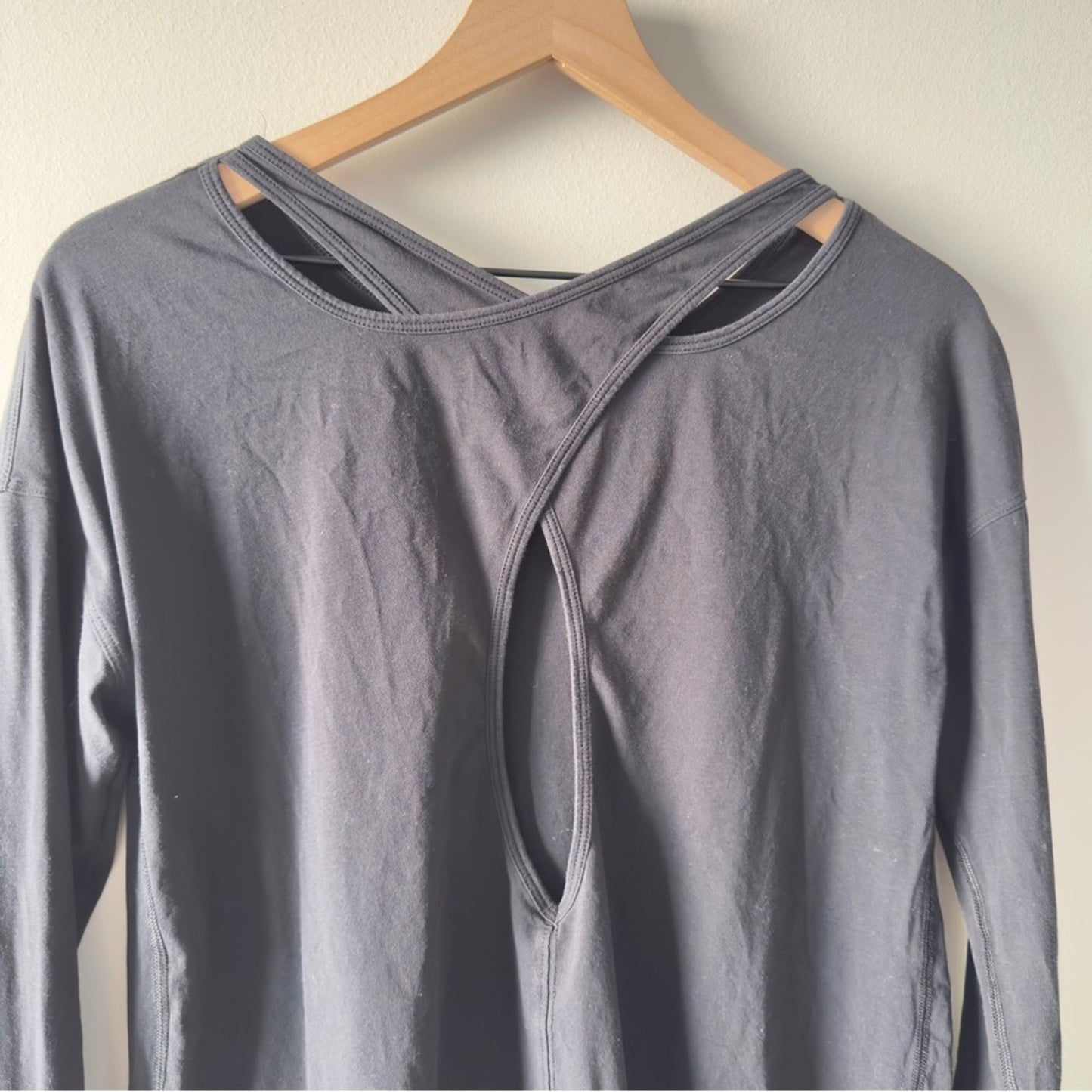 Lululemon Back Into It Long Sleeve in Black Top Crossover Cutout Athletic Casual