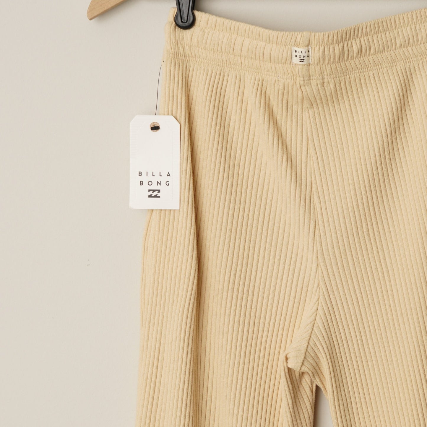 Billabong Out and About Rib Knit High Waisted Flared Cropped Pants Ribbed Solid