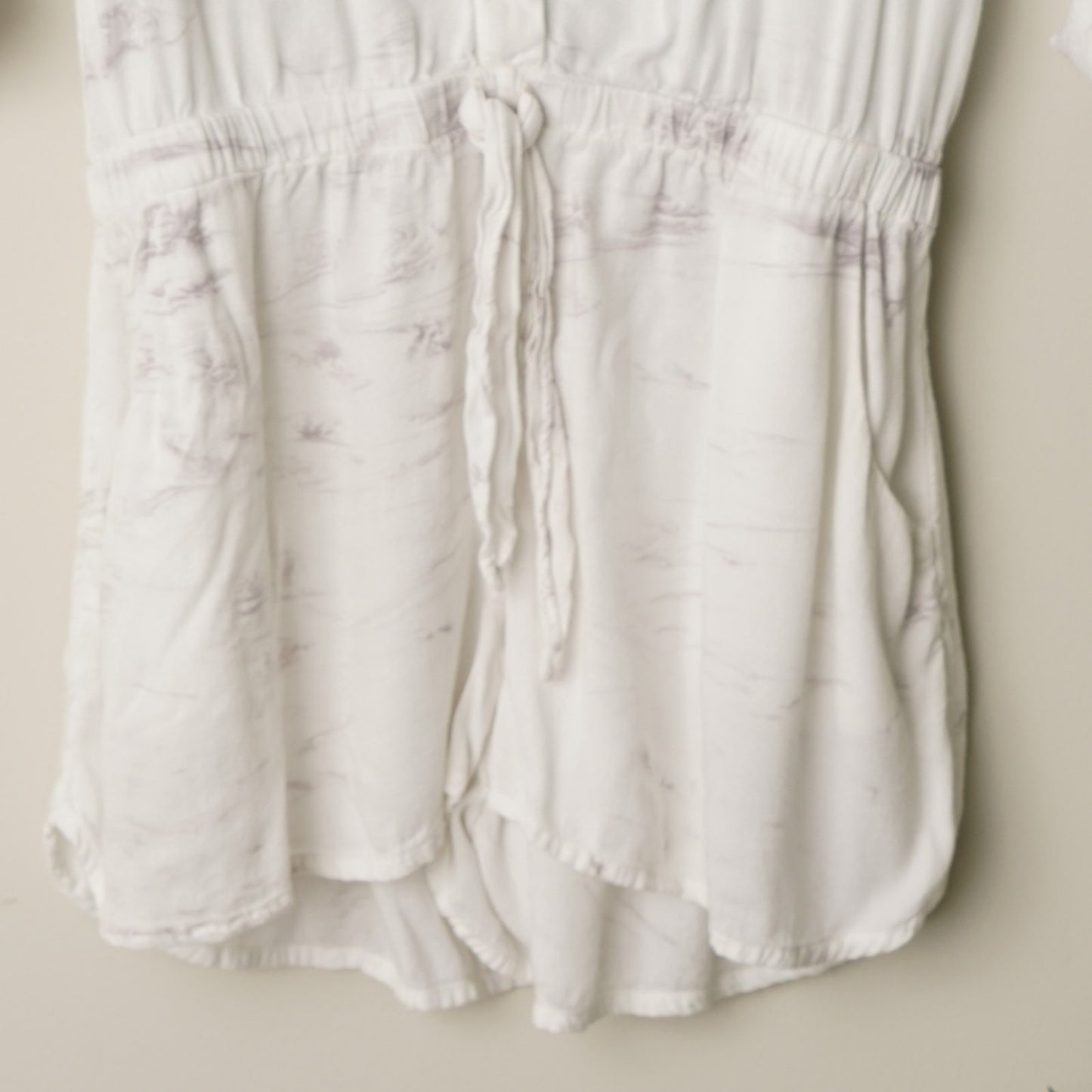 Young, Fabulous, & Broke Marble Dye Romper Shorts Roll Tab 3/4 Sleeve Pockets S