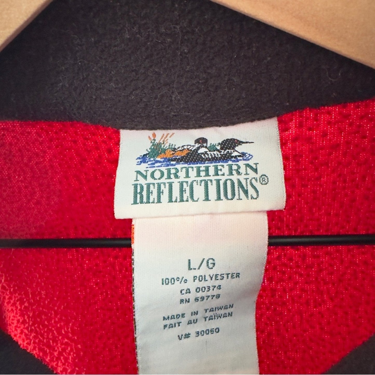 Vintage Northern Reflections 90s Red Fleece Vest Fill Zip Sleeveless Winter L