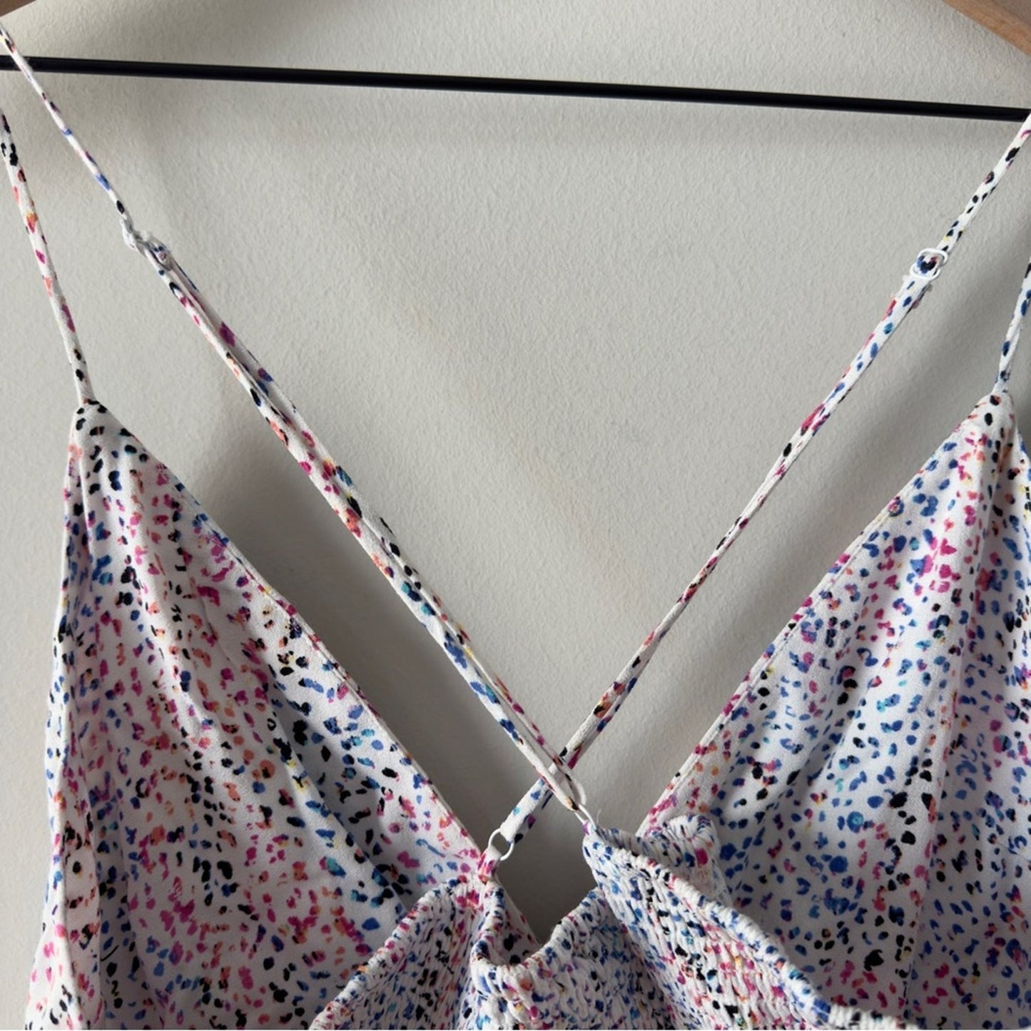 Revolve AFRM Multicolor Animal Print Crop Tie Front Camisole scoop v-neck smock