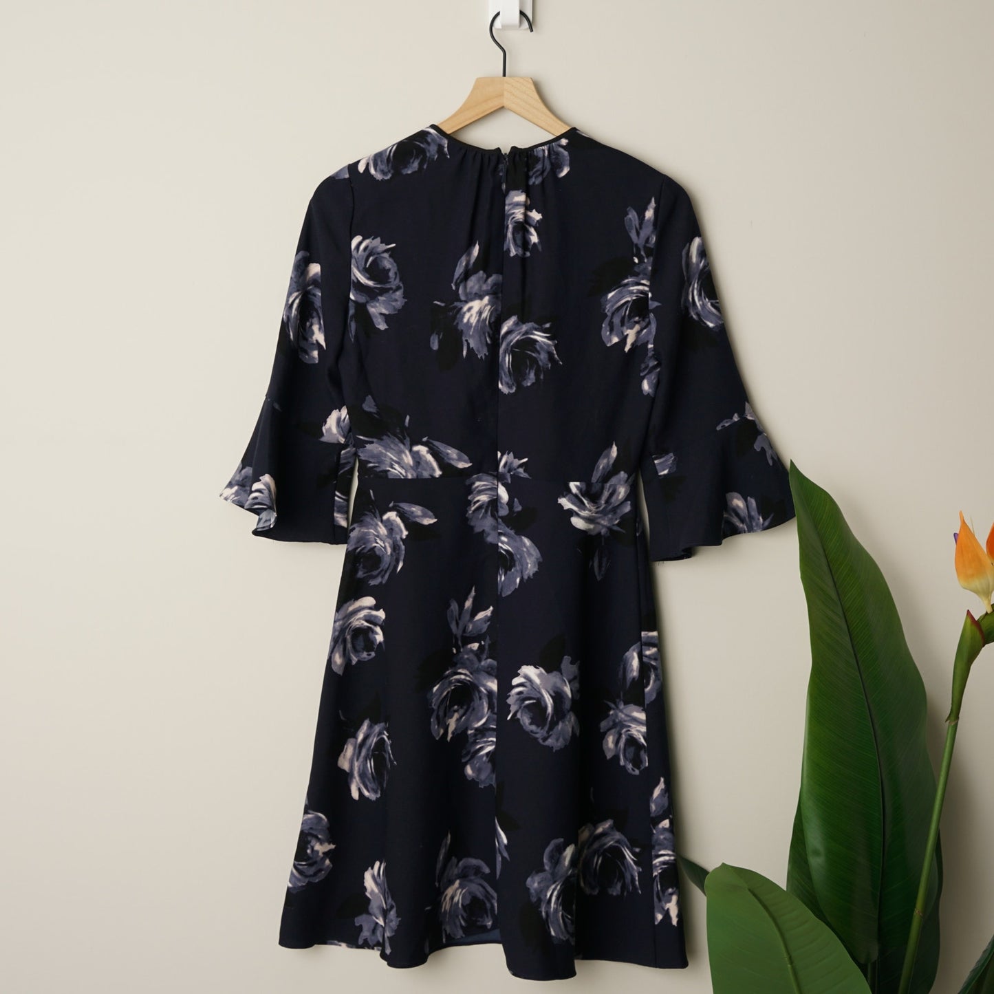 Kate Spade 3/4 Bell Sleeve Mini Dress A-Line Floral Zip Up Zipper Preppy Dressy