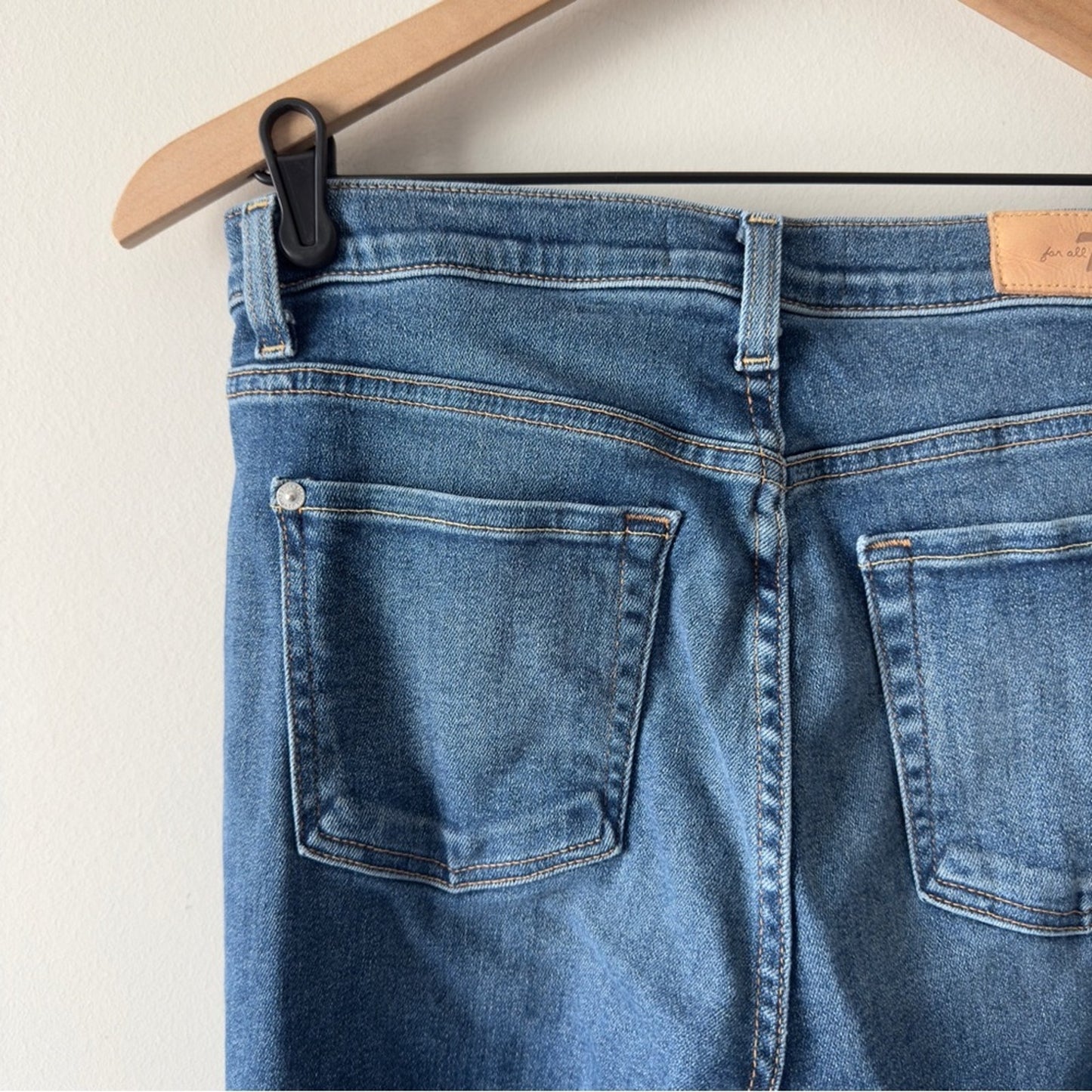 7 For All Mankind High Waist Slim Kick Jeans Dark Blue Wash Flare Jean denim EUC