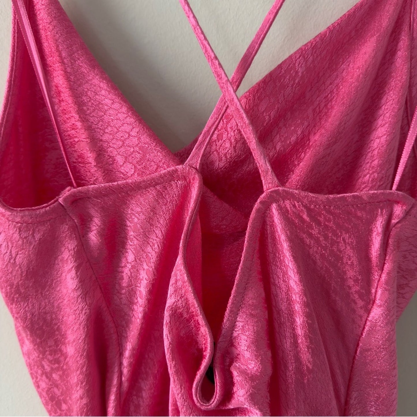 Zara snake print Satin hot Pink Slip Dress faux wrap spaghetti straps mini party