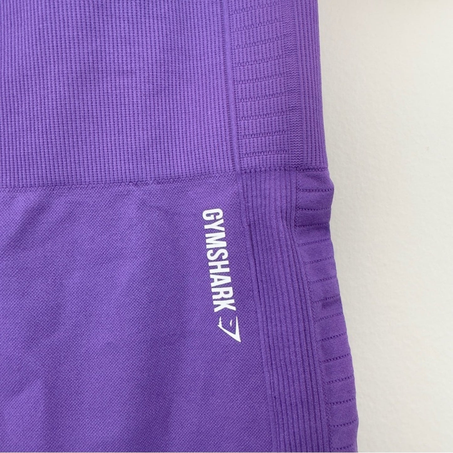 Gymshark Dry Moisture Management Eyelet Cropped Leggings Purple White Logo Gym S