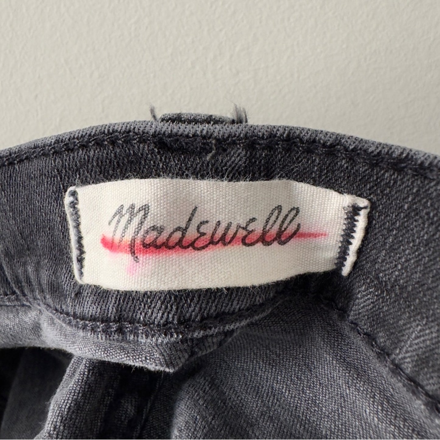 Madewell Cali Demi-Boot Jeans gray button fly stretch pockets cotton blend logo