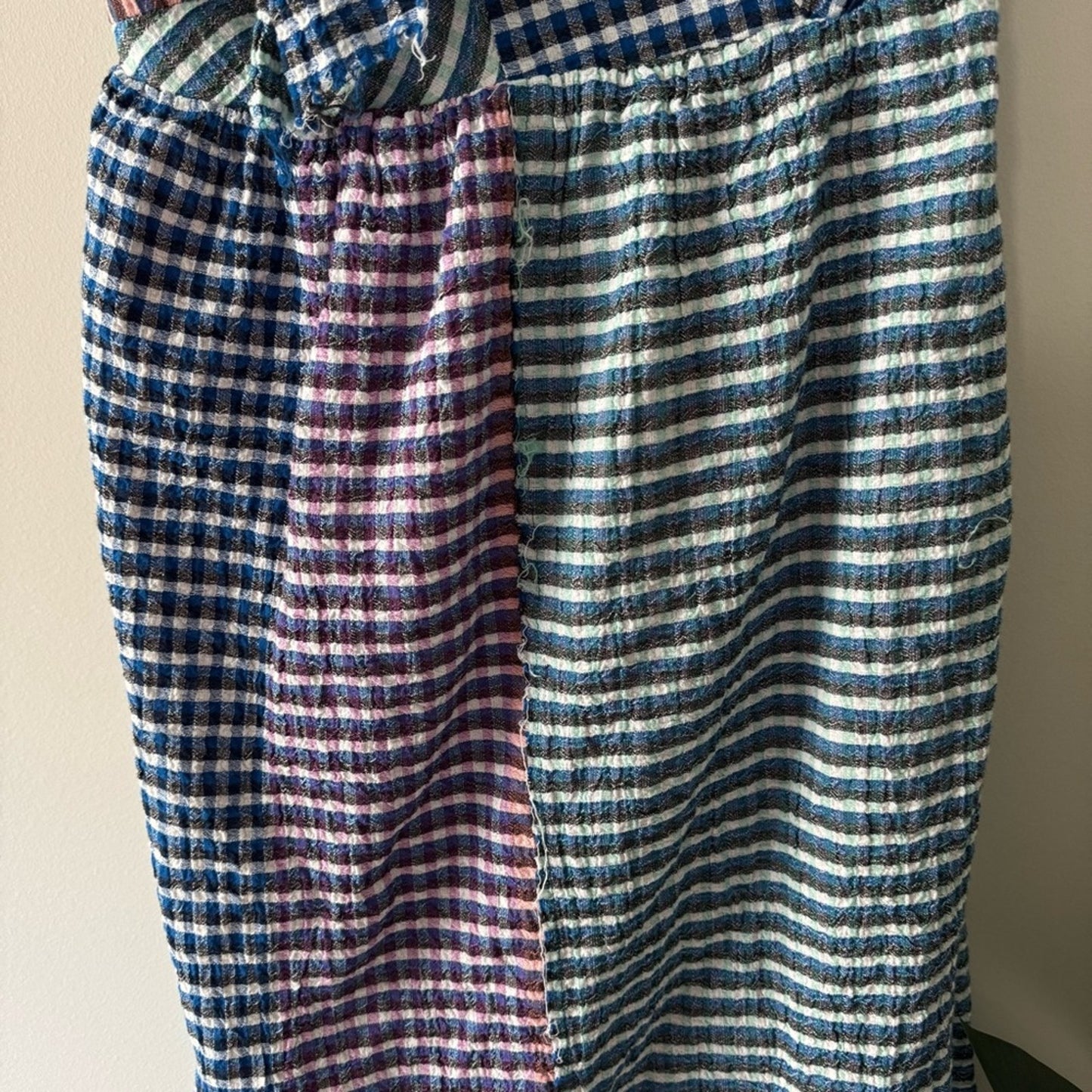 Anthropologie Maeve Waverly Dress One-Shoulder Checkered gingham midi asymmetric