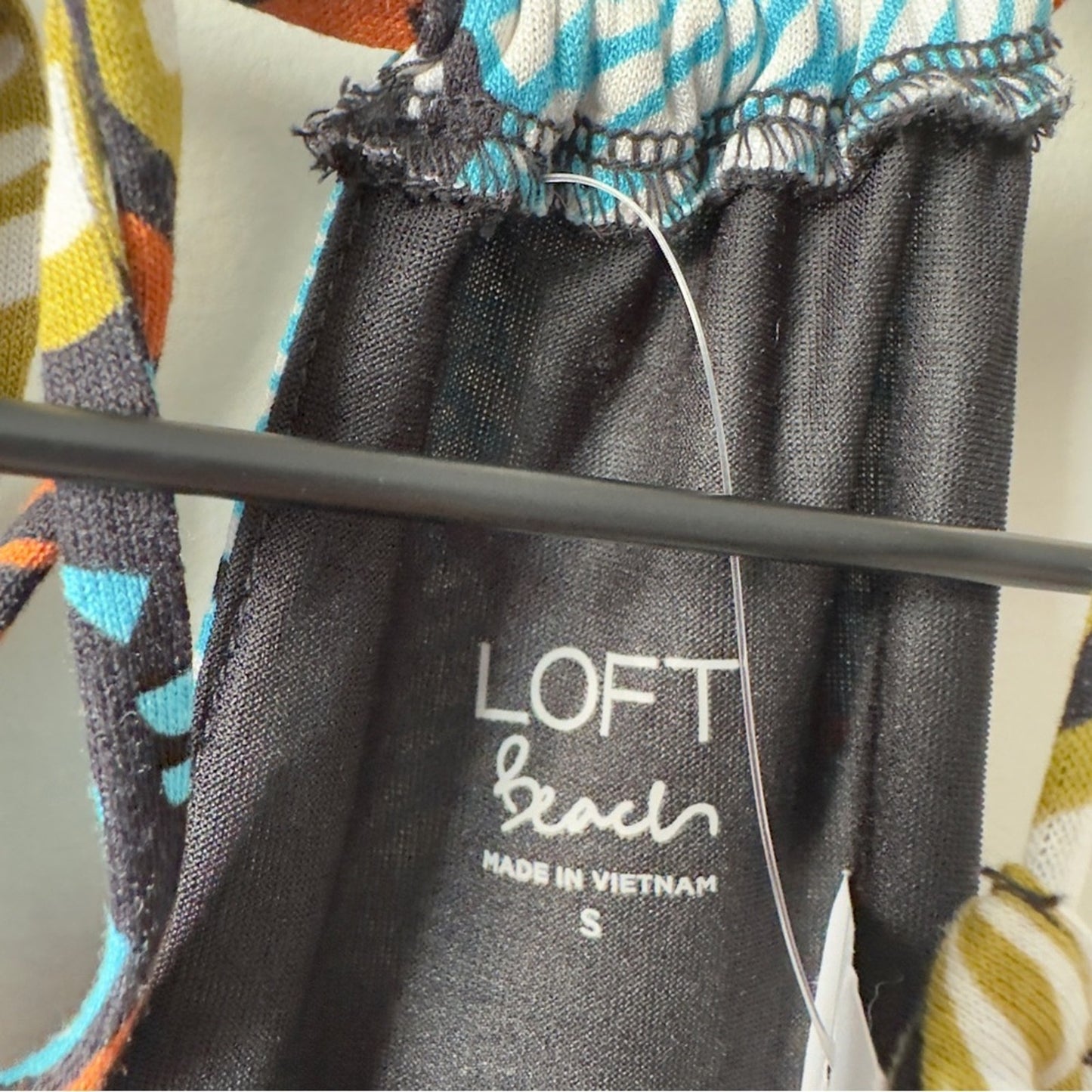 Loft Floral Halter Dress Mini tropical spaghetti strap tiered stretch summer NWT