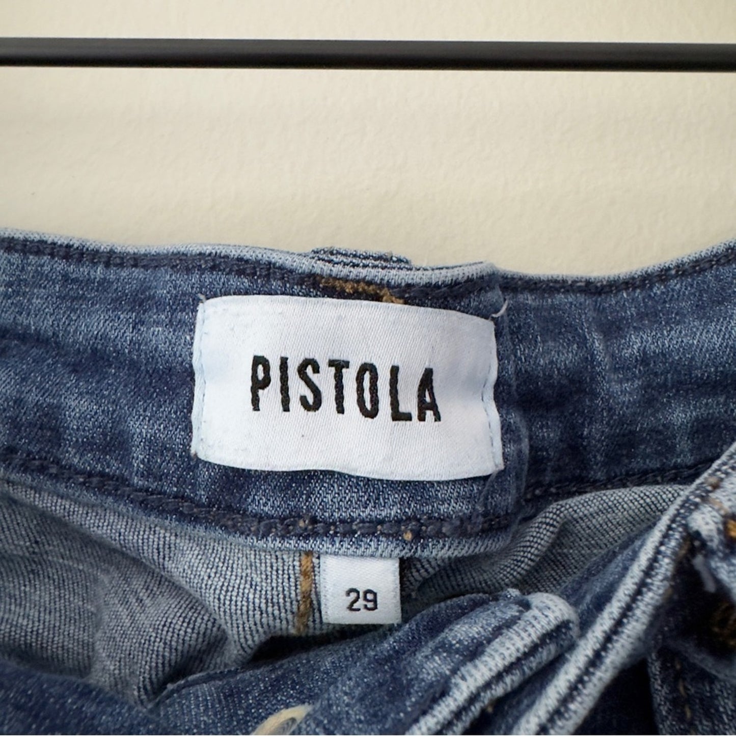 Pistola Medium Wash Skinny Jeans 5-Pocket Solid Denim Belt Loops Zipper Button