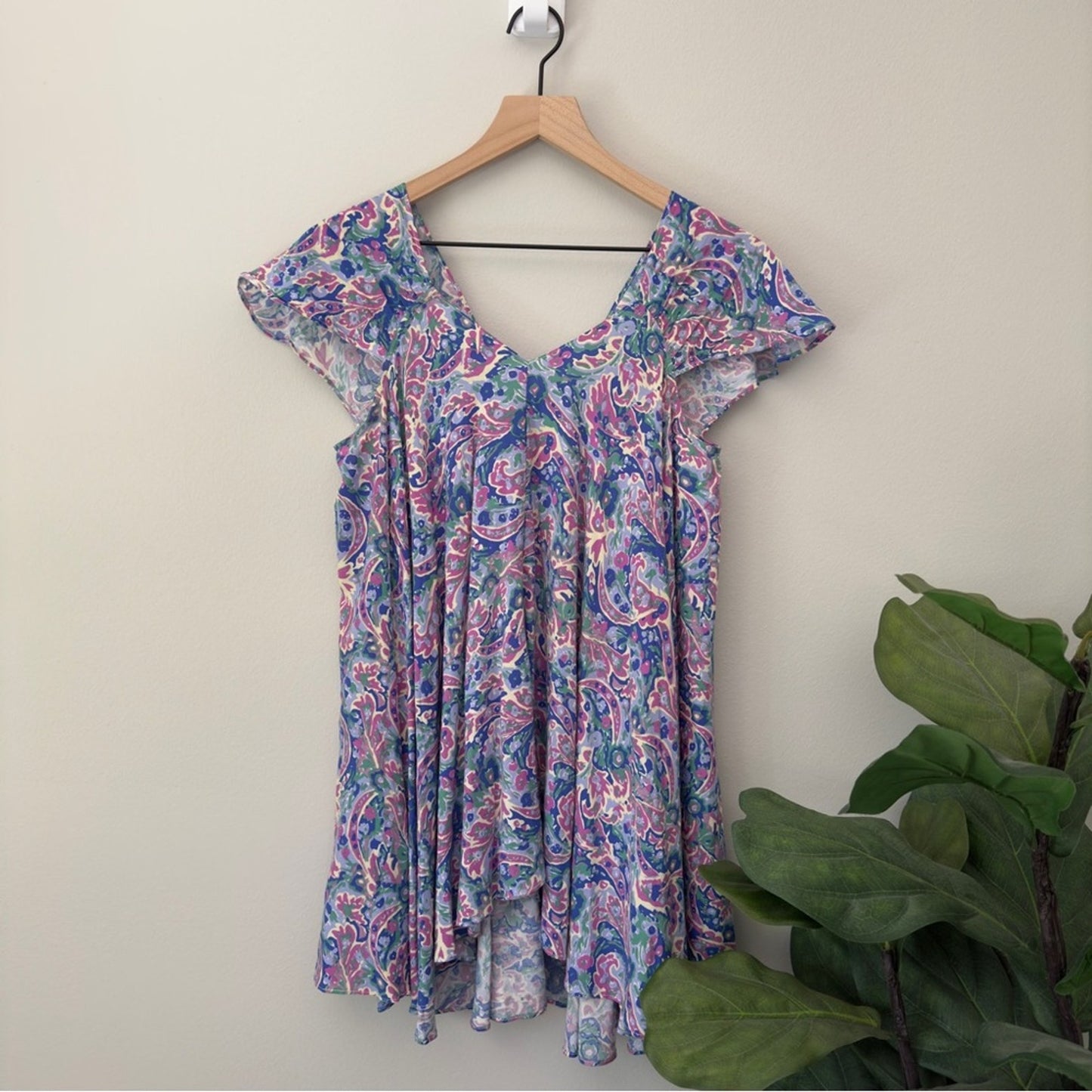 Matilda Jane In the Maze Paisley Print Tunic Swing Top Cap Sleeve High Low Hem