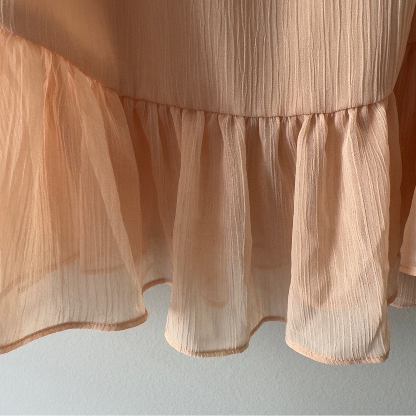 Revolve Lovers + Friends Cold Shoulder Pink Orange Ruffled Bell Sleeve Blouse M