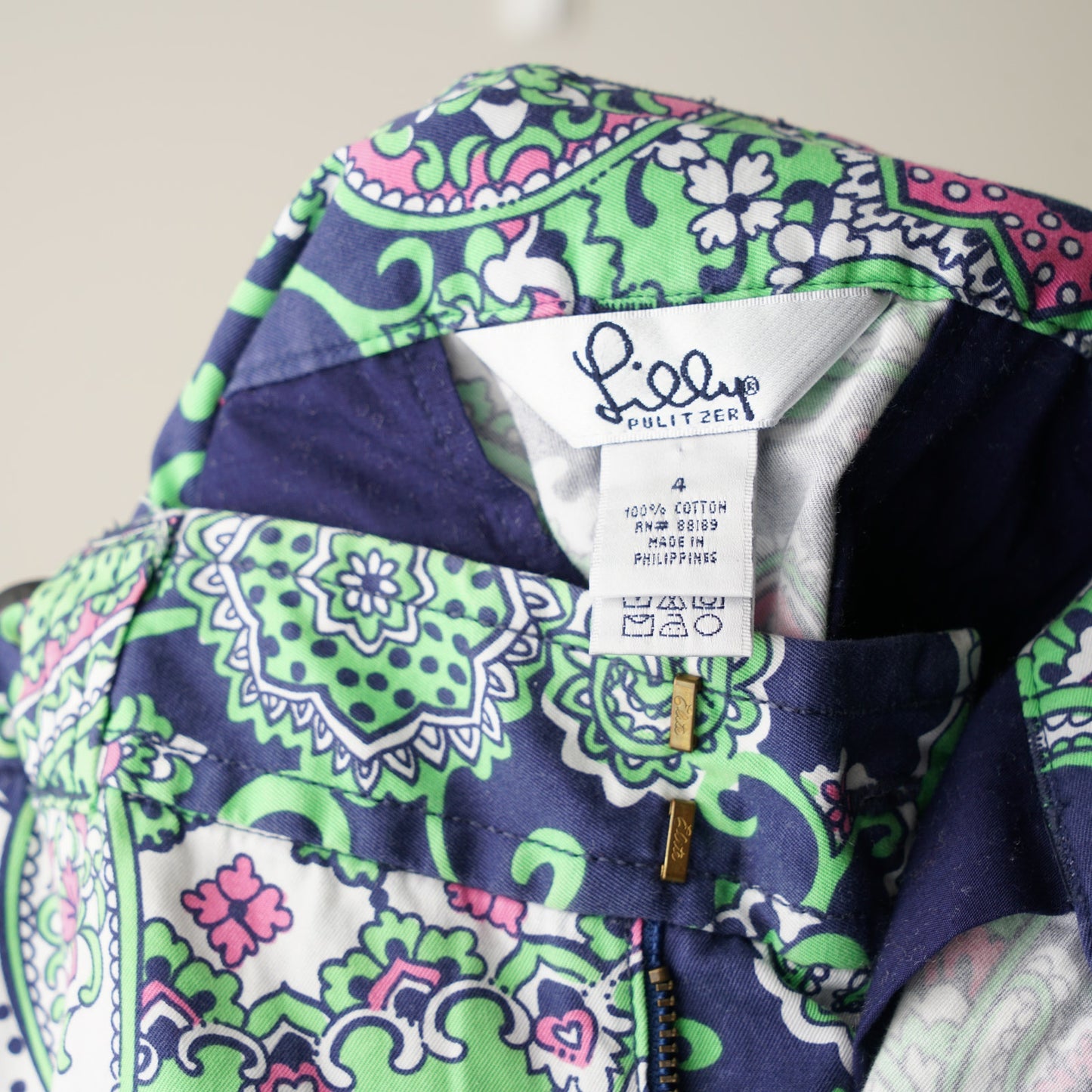 Lilly Pulitzer White Label Randi Bermuda Shorts Royal Poinciana Print Vintage 4