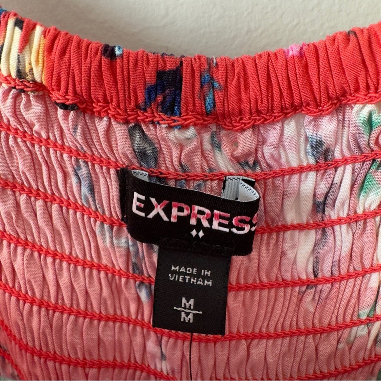 Express Floral Mini Faux Rap Dress adjustable spaghetti straps tropical ruffle M